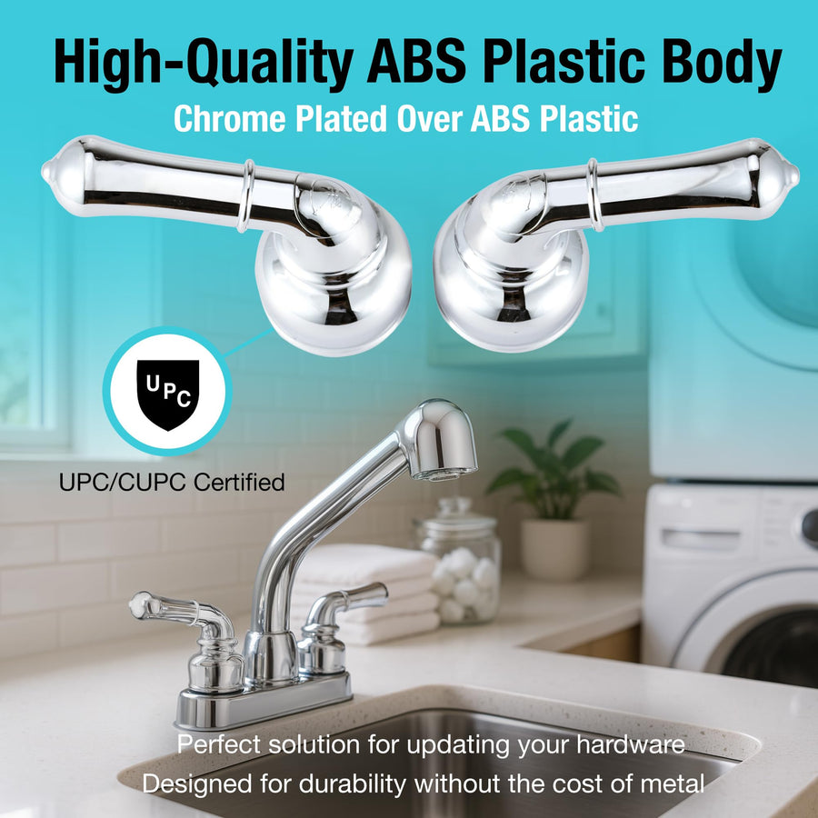 Dura Faucet RV Replacement Hot and Cold Classic Handles DF-RKC-CP - Plastic Handles with Metallic Plating