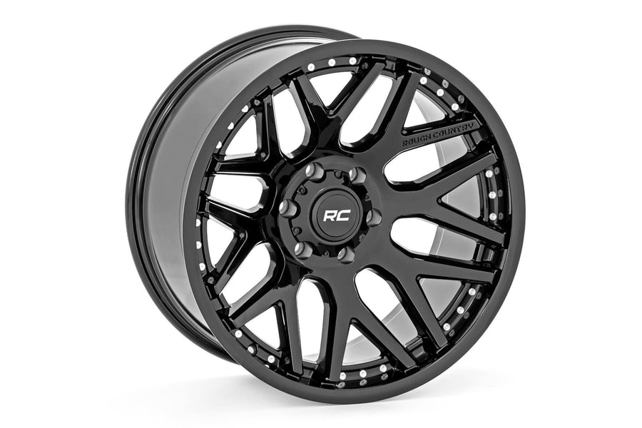 One-Piece Rough Country 95 Series Aluminum Wheel - 20x10, 6x5.5" Bolt Pattern, 25mm Offset for Jeeps, Truck, SUV