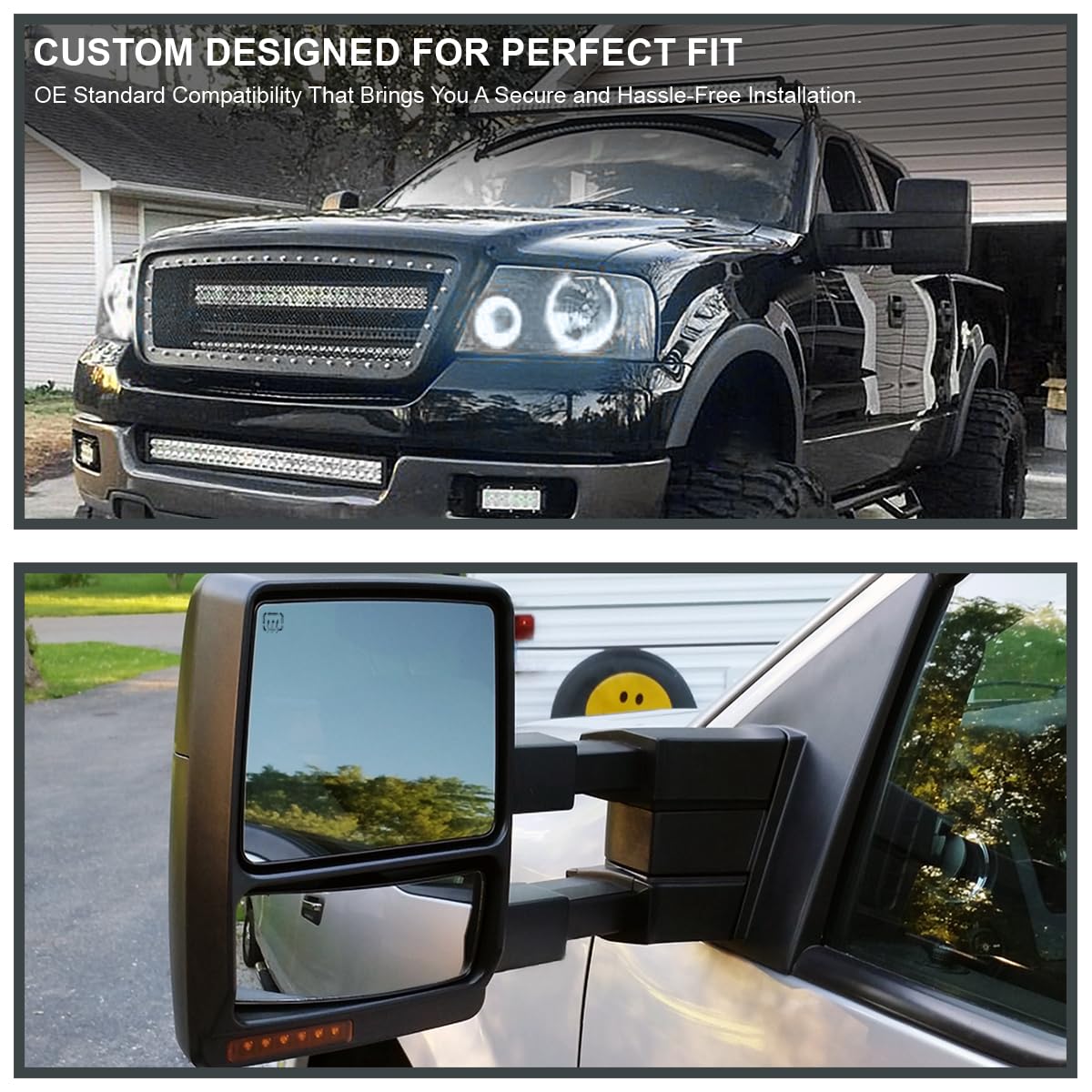 Power Spec-D Tuning Heated Towing Mirrors w/LED Puddle & Signal Compatible with 2007-2014 Ford F150 F-150 Pickup Left + Right Pair