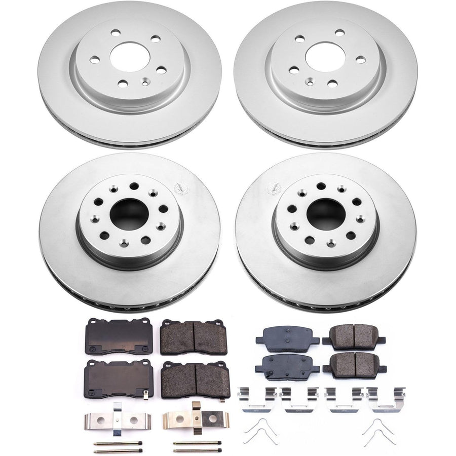 Power Stop CRK7293 Brake Rotor and Ceramic Brake Pads Coated - Front & Rear For Chevrolet Camaro 2016-2021 [Model Specific]