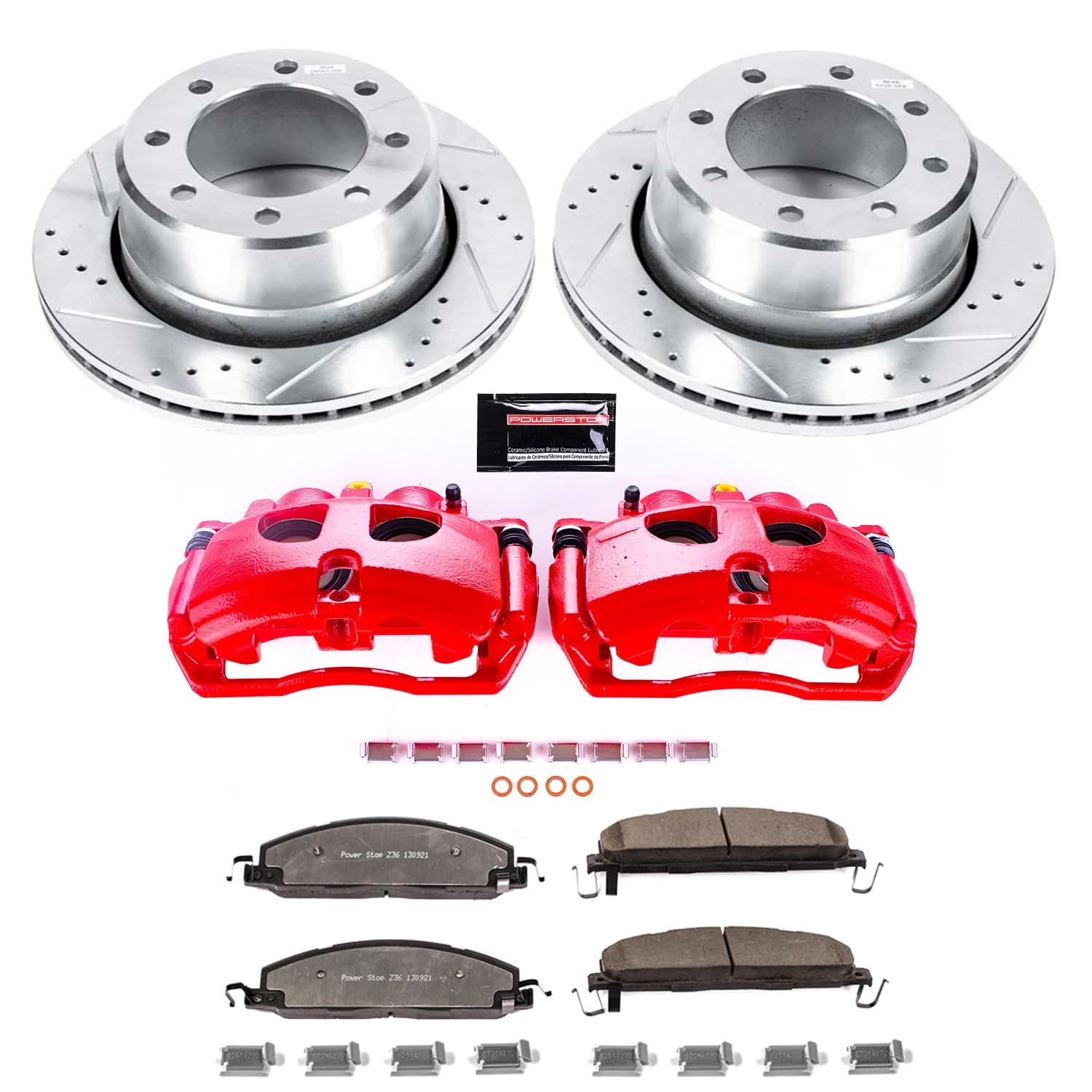 Power Stop Z36 Truck & Tow KC5487A-36 Rear Brake Caliper Kit-Brake Rotor, Brake Pads & Calipers For Dodge Ram 3500 2009-2010, Ram 3500 2011-2012 [Model Specific]