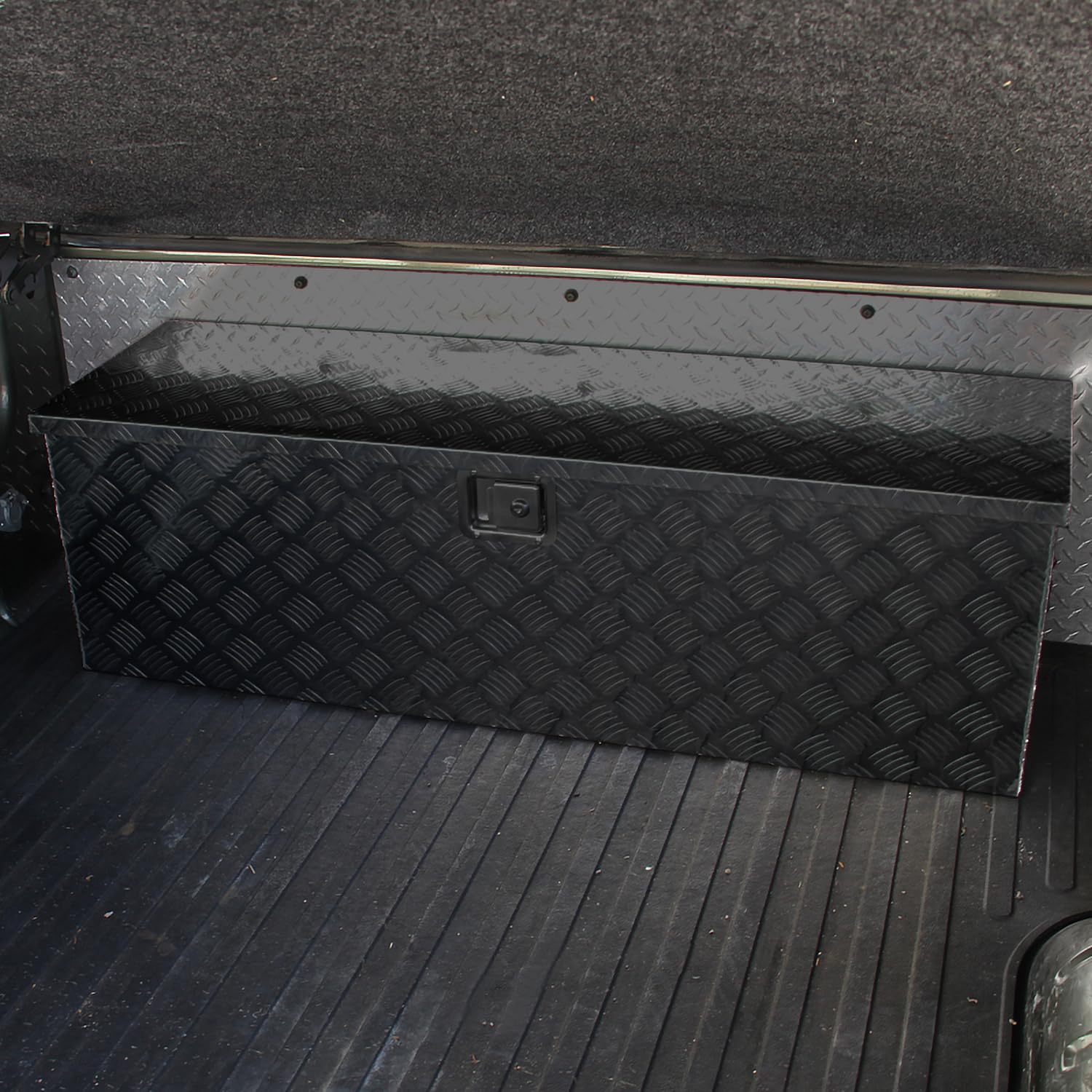 Truck Pickup Bed Spec-D Tuning Utility Chest Aluminum Black Tool Box Trailer Storage W/Lock Key 49x15x15