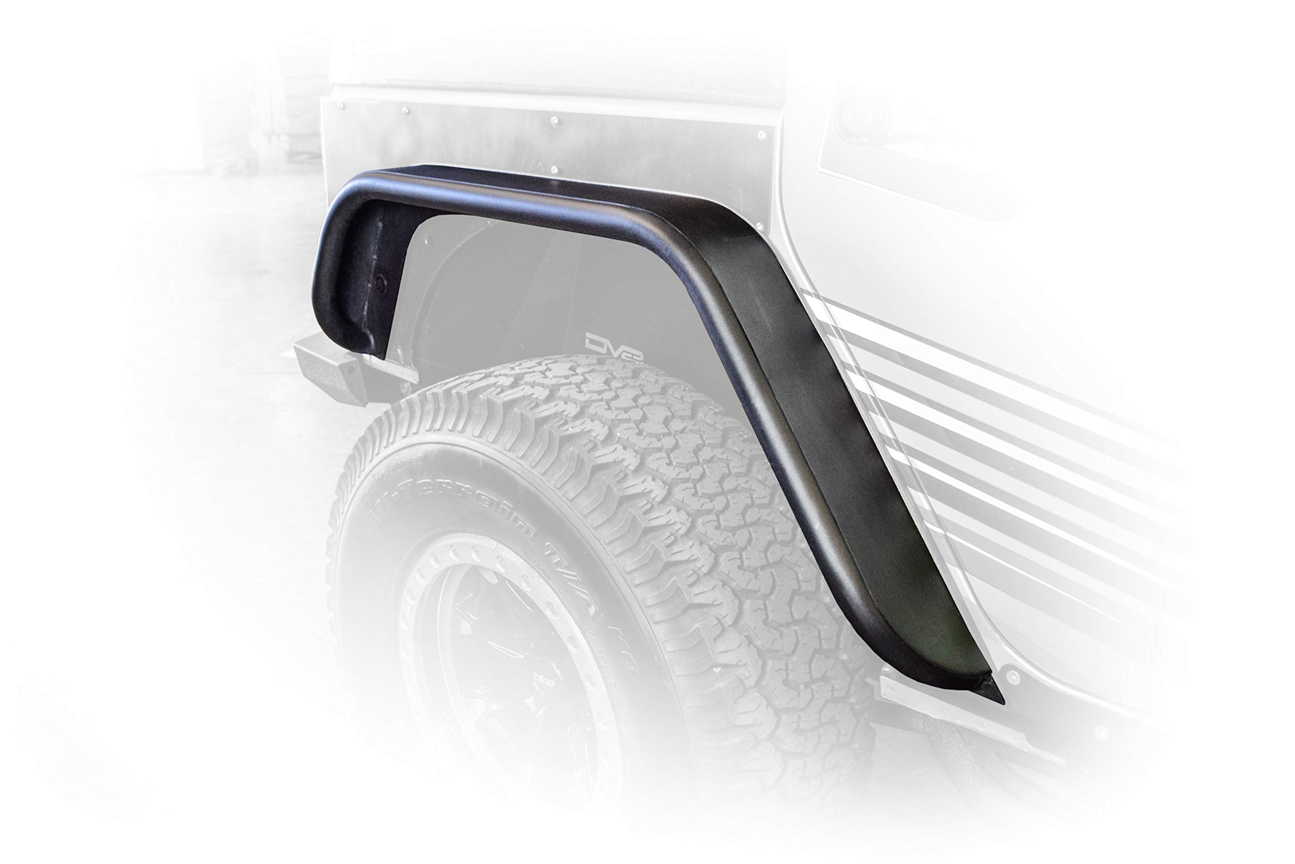 Fender Flare Set DV8 Offroad | fits 2007-2018 Jeep Wrangler JK | Steel Construction | Flat Top Design | Tubular Edge | Complete Set of 4