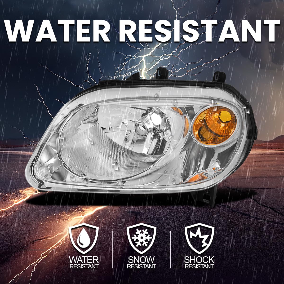 Chrome Headlights SPEC-D TUNING Compatible with 2006-2011 Chevy HHR, Left + Right Pair Headlamp Assembly