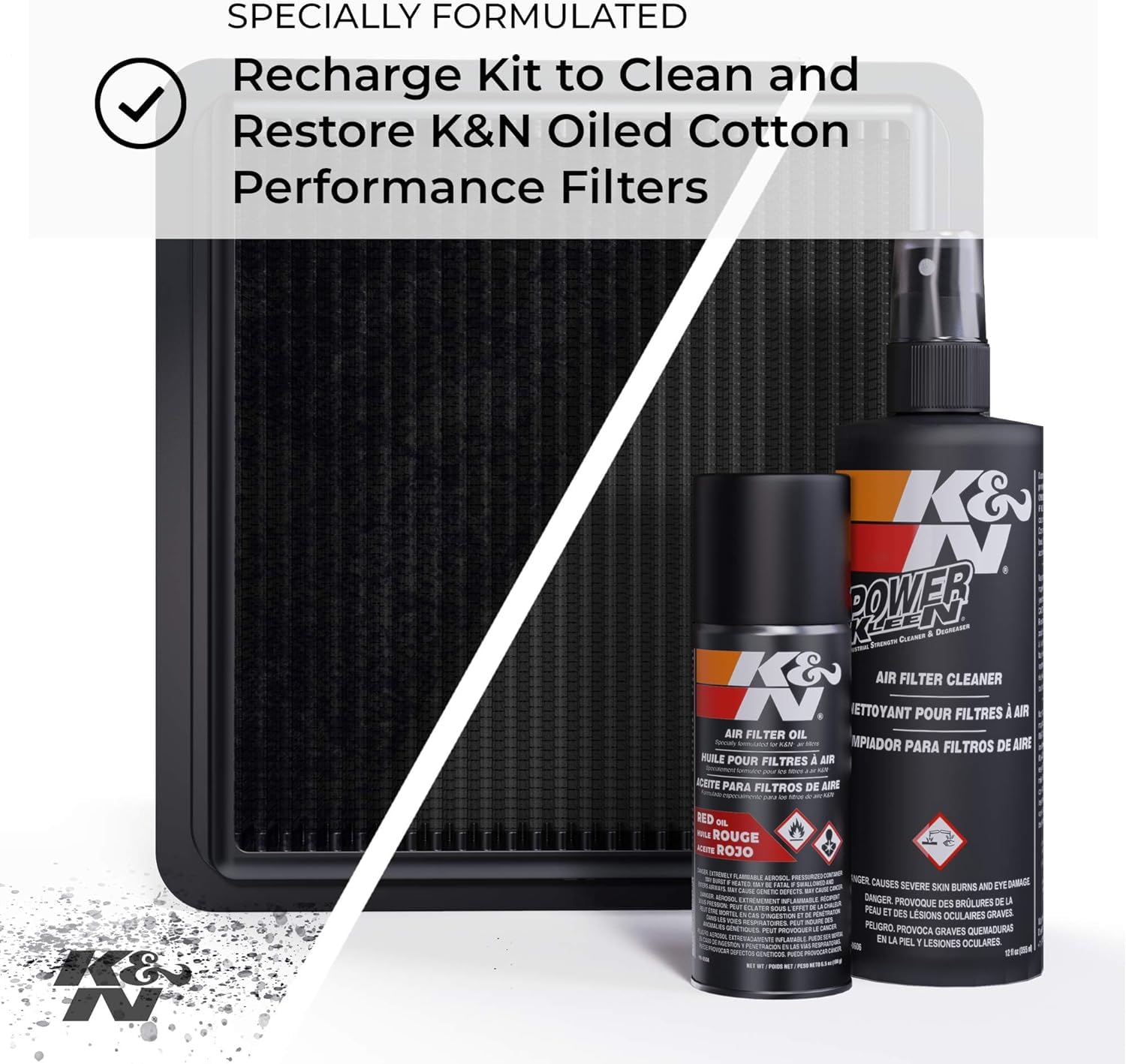 K&N Cleaning Kit Air Filter: Squeeze Bottle Filter Cleaner and Black Oil Kit; Restores Engine Air Filter Performance; Service Kit-99-5050BK