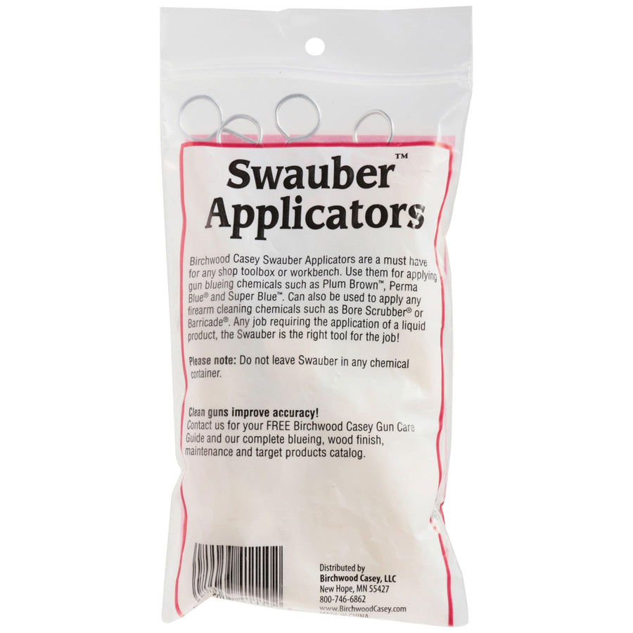 Birchwood Casey Swauber Large Wire-Handled Applicators for Gun Cleaning, Maintenance and Preservation, 20 Pack