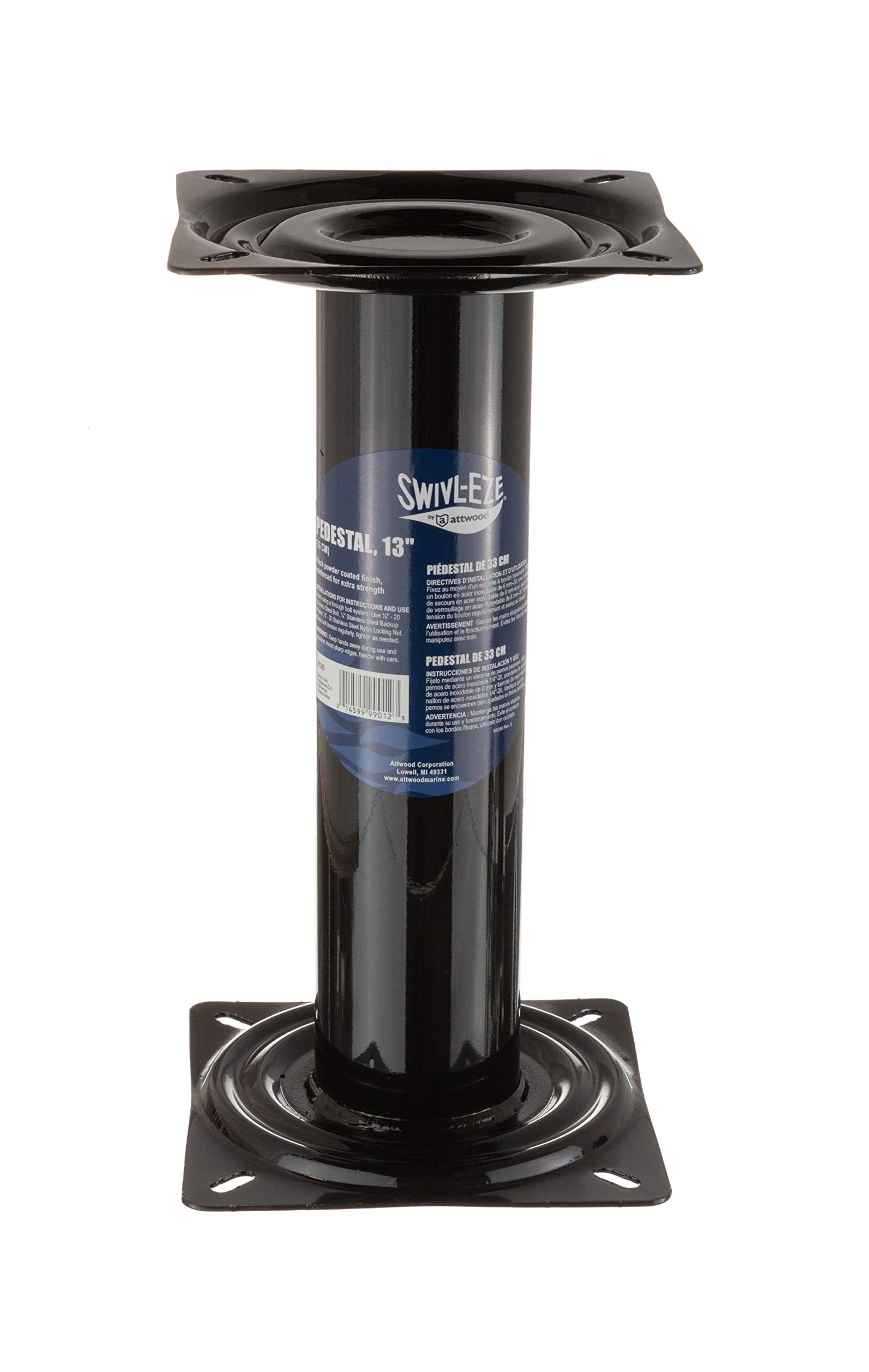 Swivl-Eze Boat Seat Pedestal 91320 with Black Powder-Coated Finish, 13-Inch