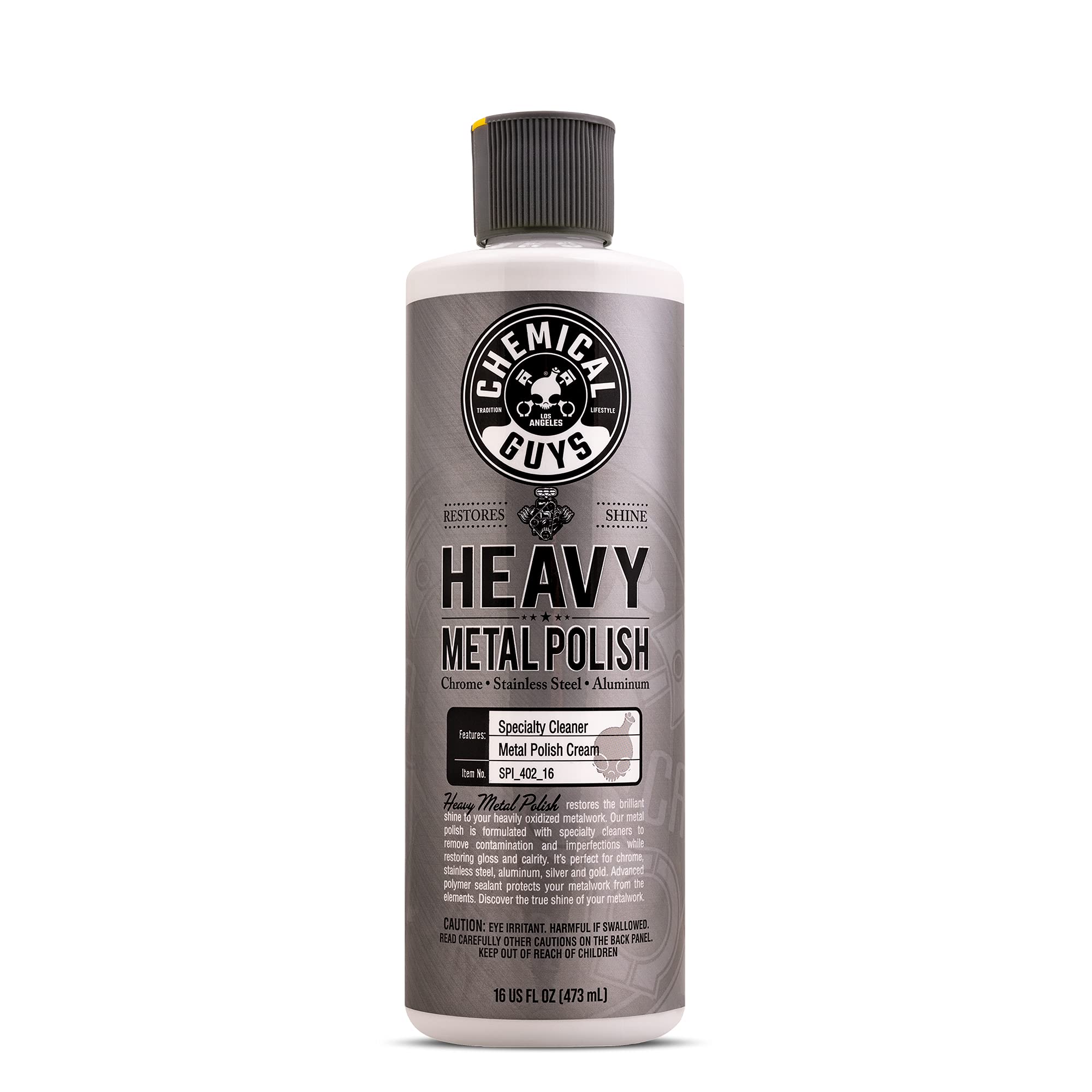 Chemical Guys Heavy Metal Polish Restorer and Protectant - Cleans, Protects & Restores, Aluminum, Stainless Steel, Chrome Polish & More, Safe for Cars, Trucks, Motorcycles, RVs, and Boats - 16 oz