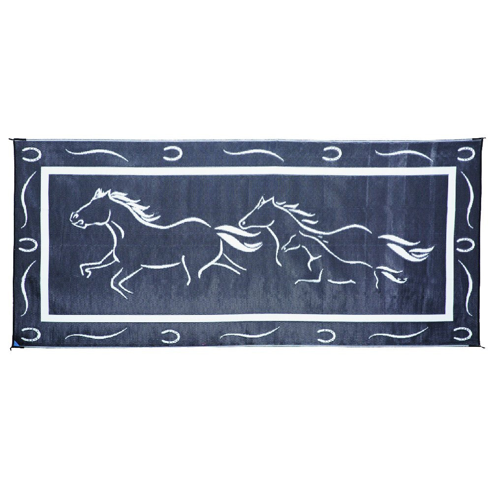 Camping Stylish GH8181 Black/White 8' x 18' Galloping Horses Mat, 1 Pack