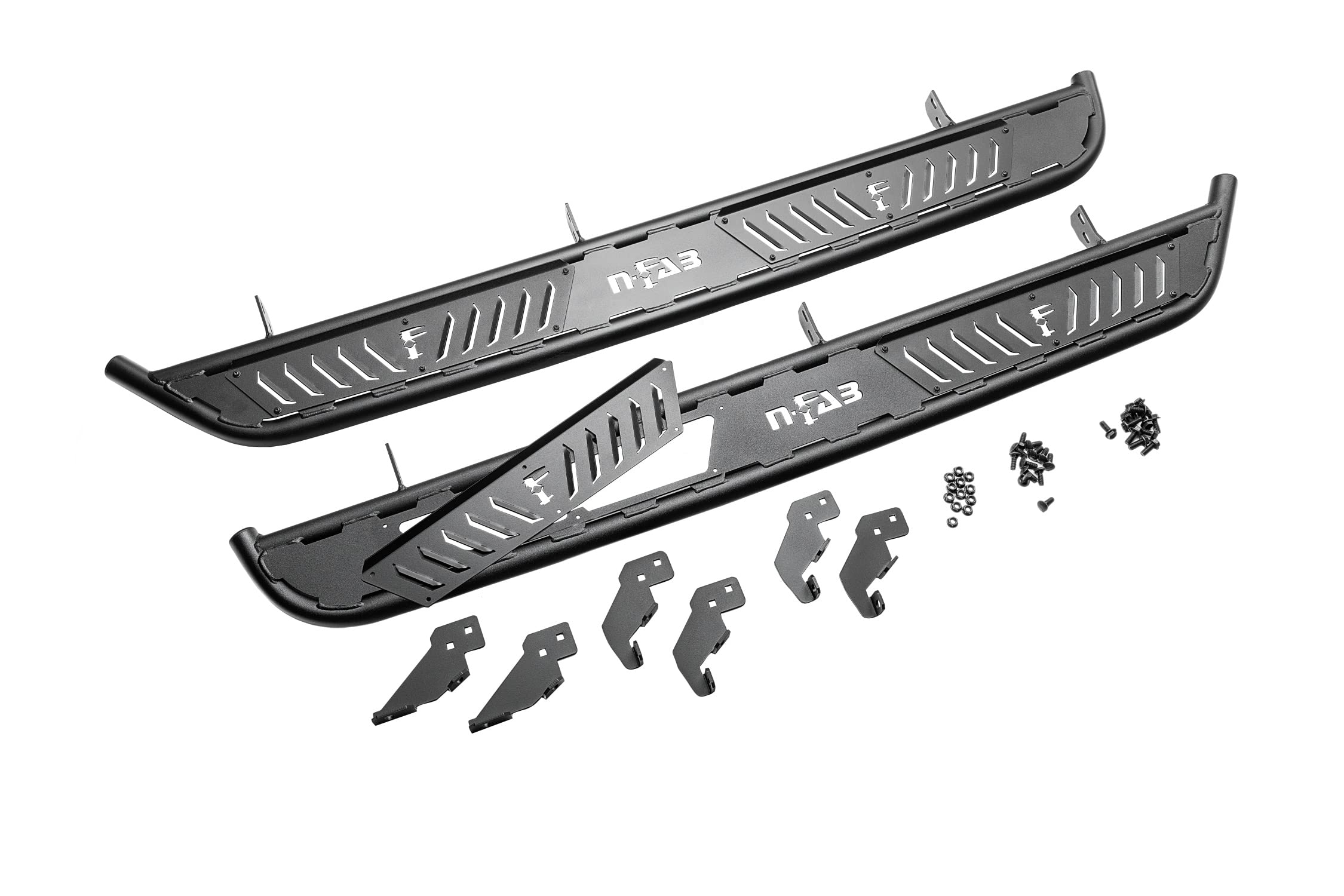 Ford Bronco RealTruck Roan Running Boards | Wheel-to-Wheel, Extra Large 5.5" Step Plate, Textured Black | NBF214B-TX | Fits 2021 - 2026 Ford Bronco 4 Door