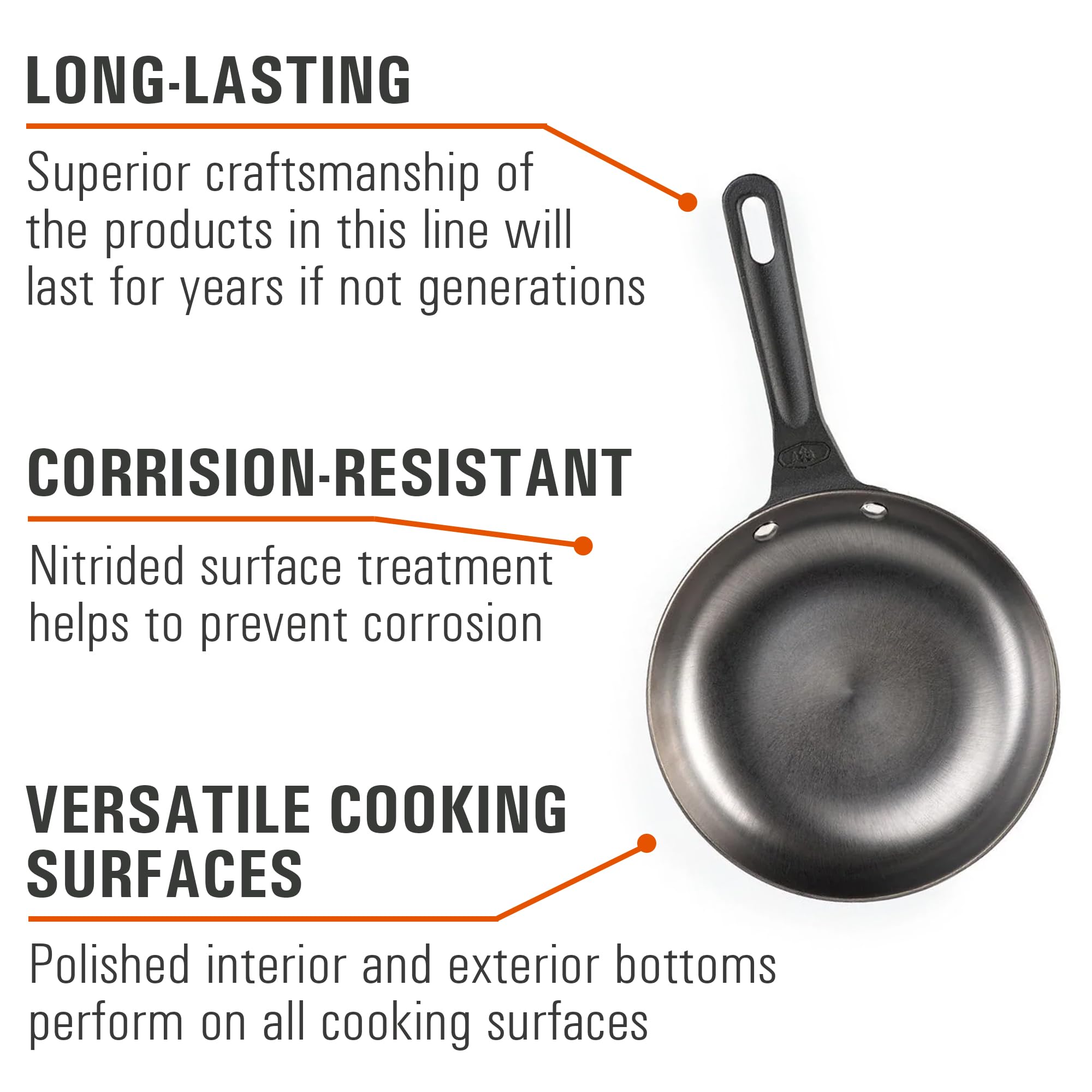 GSI Outdoors 8” Guidecast Frypan I Cast Iron, Lightweight, Gourmet Frying Pan, Camp Cookware