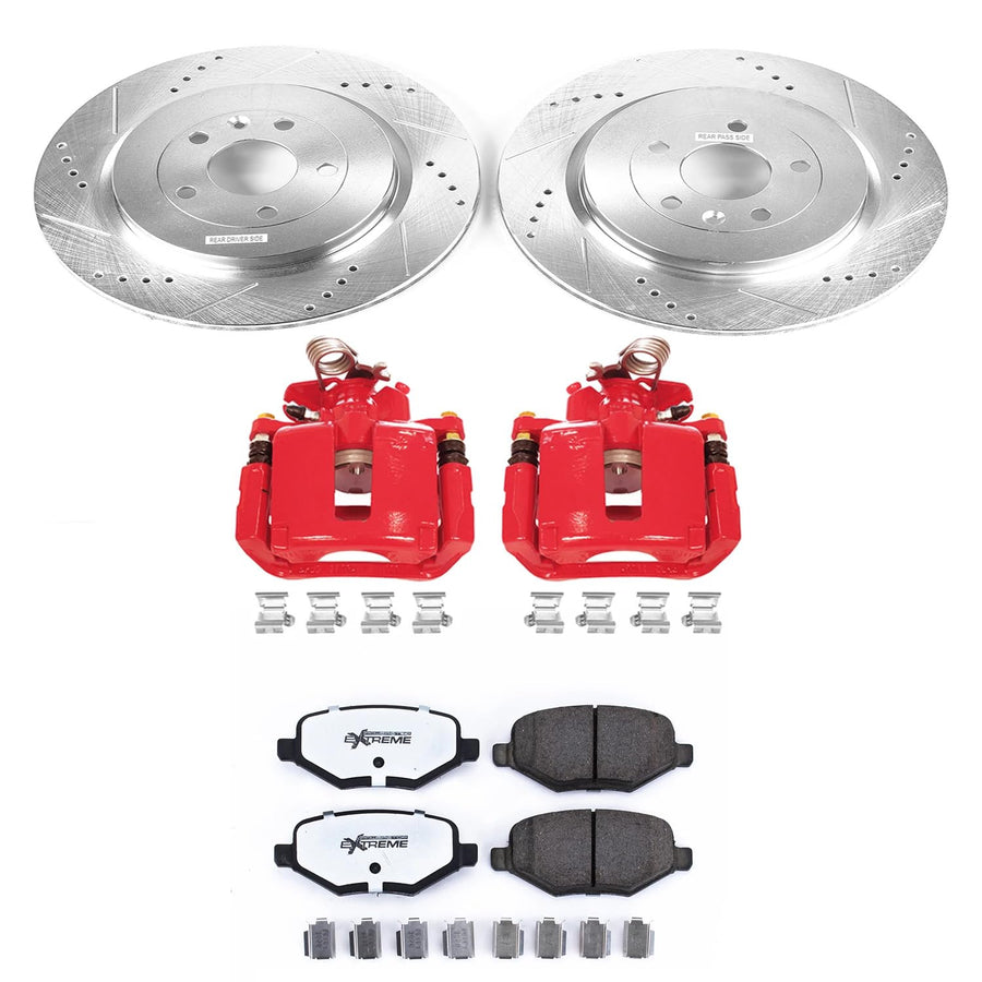 Power Stop Z36 KC7724-36 Truck & Tow Rear Caliper Kit-Drilled/Slotted Rotors, Carbon Ceramic Brake Pads & Calipers