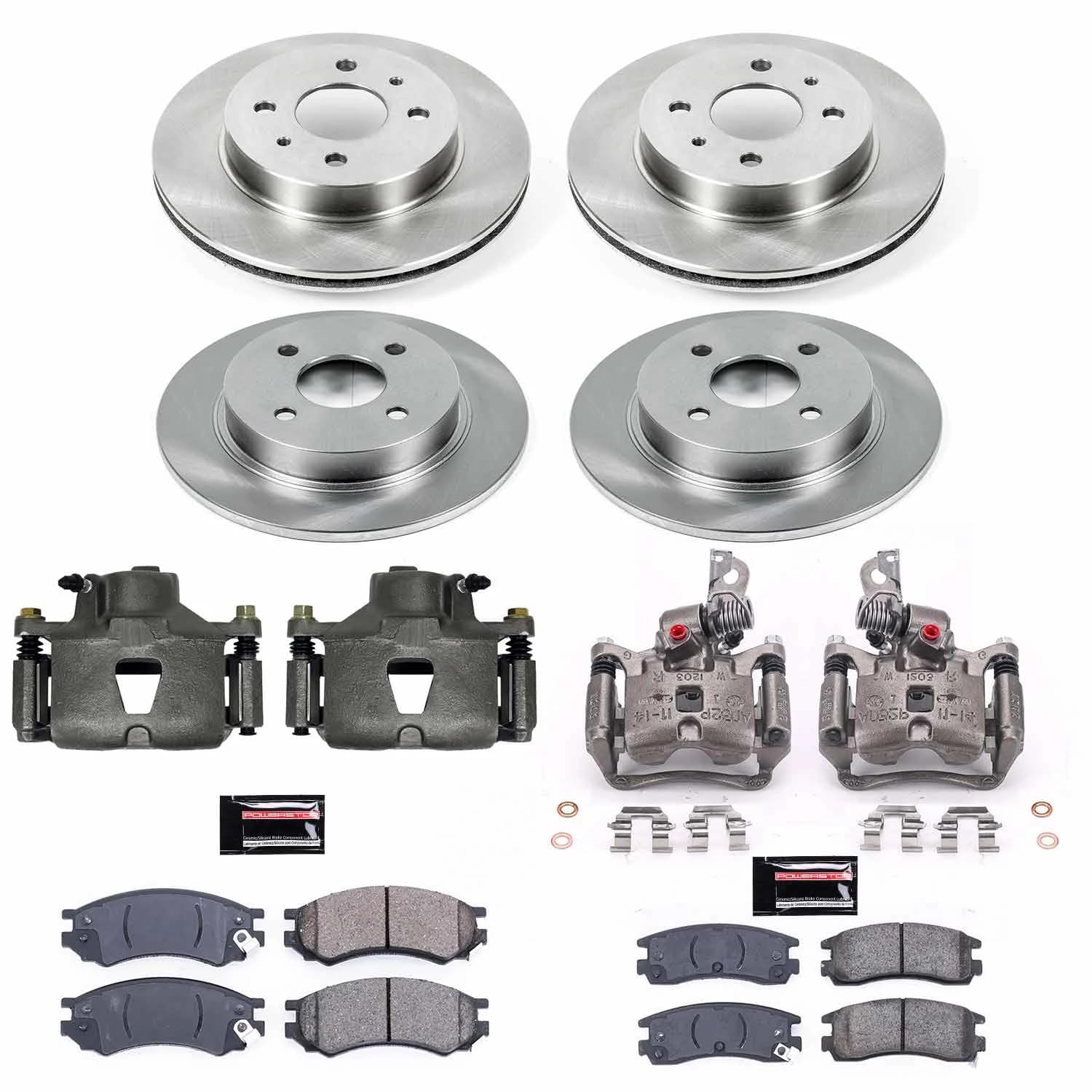 Power Stop Autospeciality KCOE7630 Replacement Front and Rear Caliper Kit- OE Rotors, Ceramic Brake Pads, Calipers For SC, SC1, SC2, SL, SL1, SL2, SW1, SW2 [Model Specific]