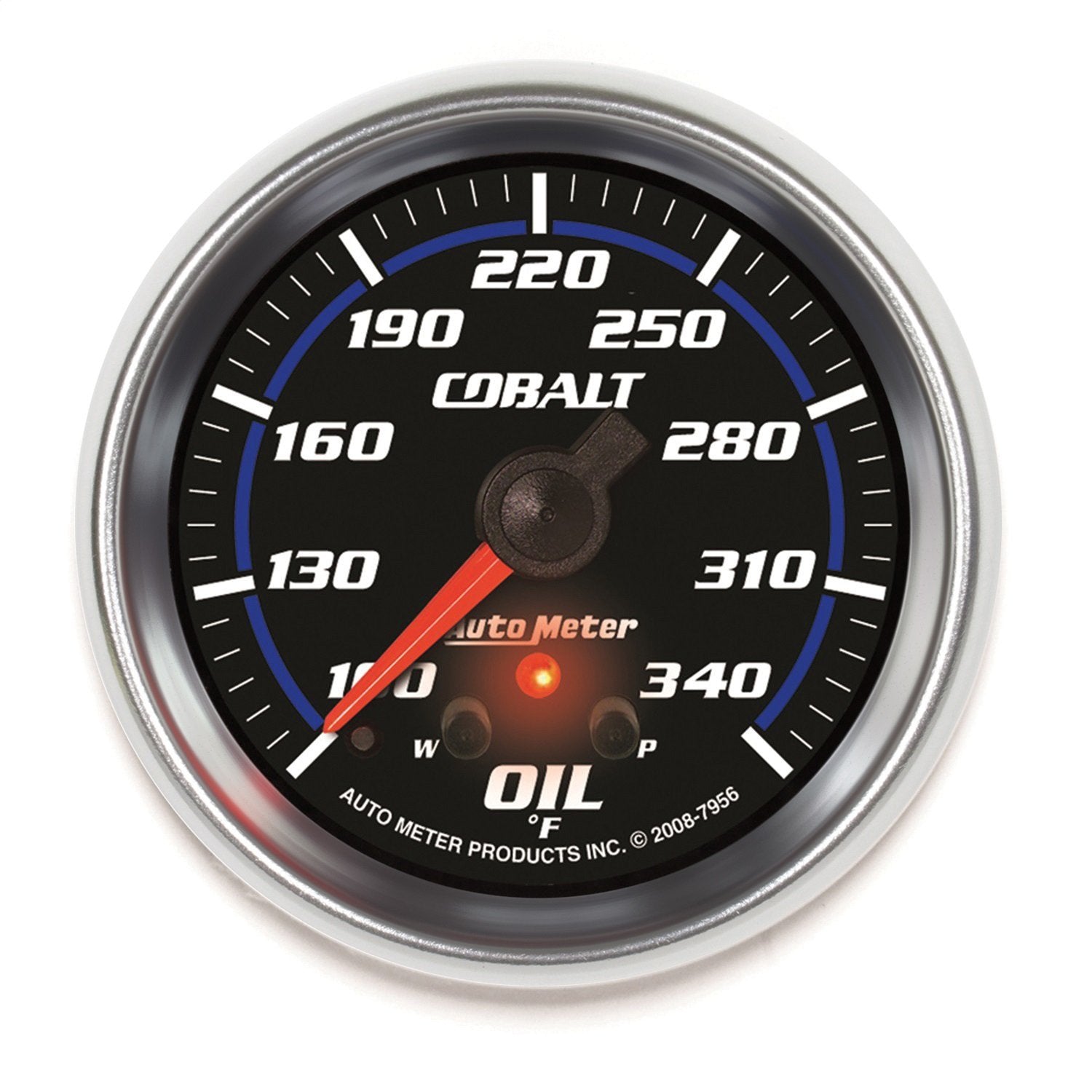 Auto Meter Cobalt 2-5/8" 100-340 Degree F Full Sweep Electric Oil Temperature Gauge with Peak Memory and Warning 7956