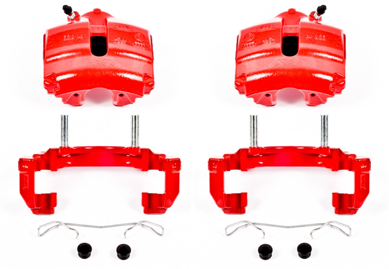 POWERSTOP Pair of Front High-Temp Red Powder Coated Calipers for Audi, Audi A3 Quattro, Audi TT, Audi TT Quattro, VW Beetle, VW Eos, VW GTI, VW G, VW Jetta, VW Pa [Model Specific]