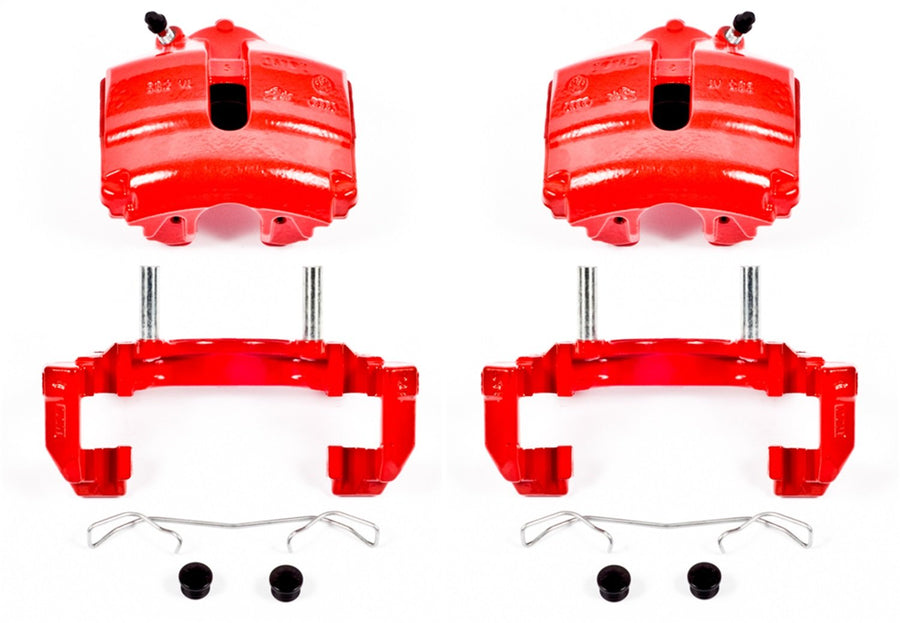 POWERSTOP Pair of Front High-Temp Red Powder Coated Calipers for Audi, Audi A3 Quattro, Audi TT, Audi TT Quattro, VW Beetle, VW Eos, VW GTI, VW G, VW Jetta, VW Pa [Model Specific]
