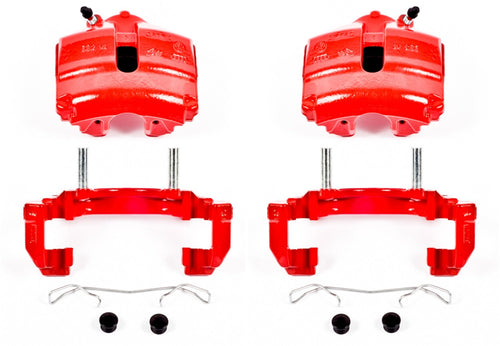 POWERSTOP Pair of Front High-Temp Red Powder Coated Calipers for Audi, Audi A3 Quattro, Audi TT, Audi TT Quattro, VW Beetle, VW Eos, VW GTI, VW G, VW Jetta, VW Pa [Model Specific]