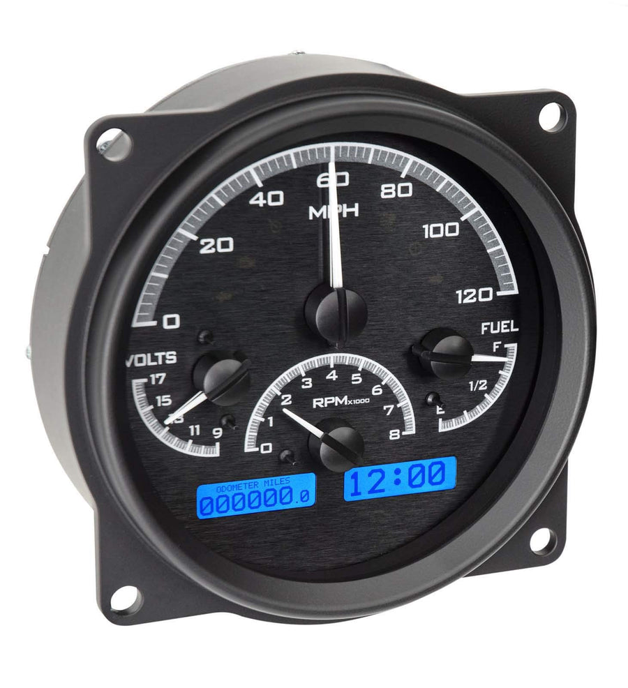 Dakota Digital VHX-55J-K-B Gauge System Analog Dash Compatible with Jeep 1955-86 CJ Black Alloy Style Blue Backlighting