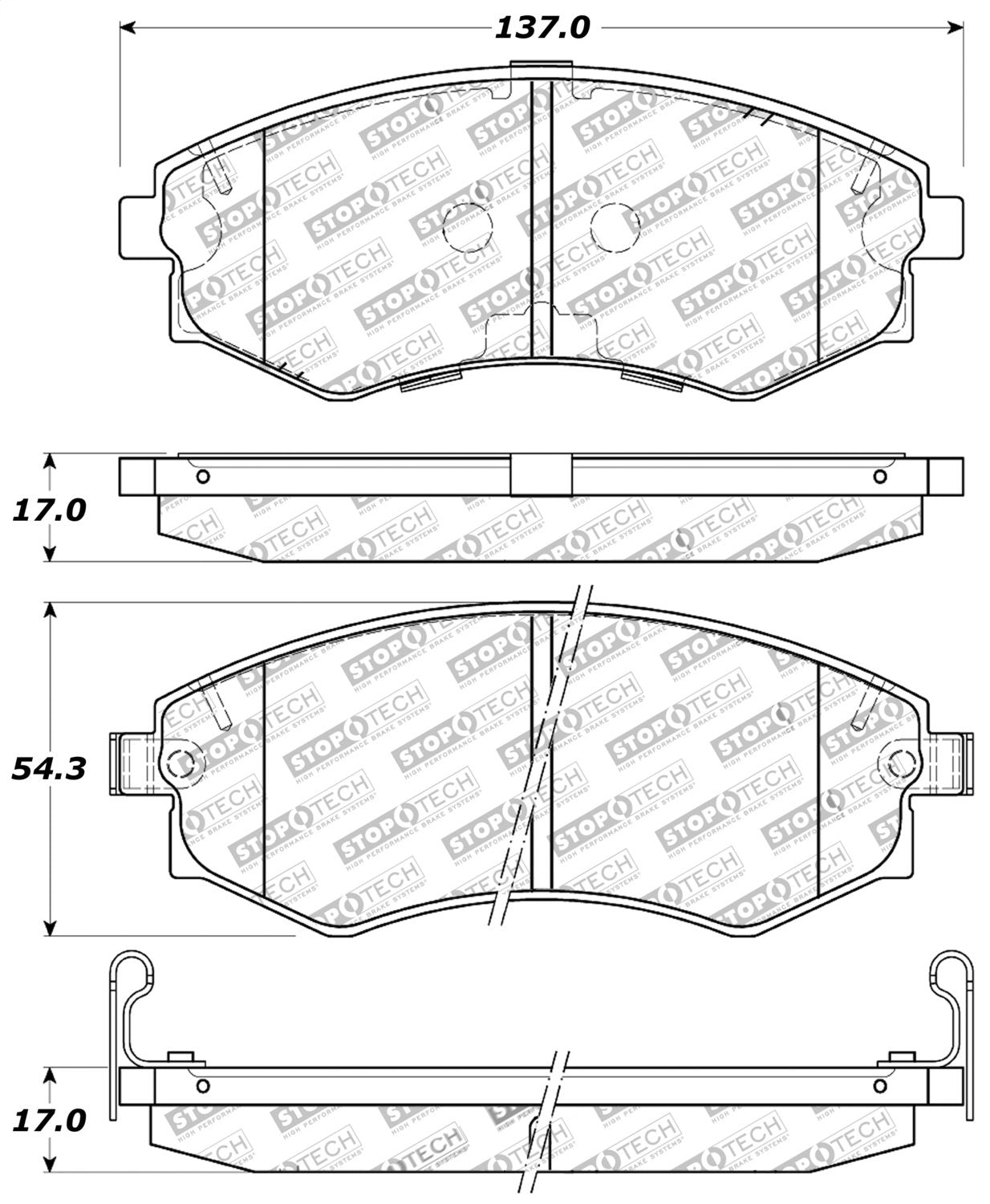 Sport Brake Pads StopTech 309.07000 with Shims and Hardware