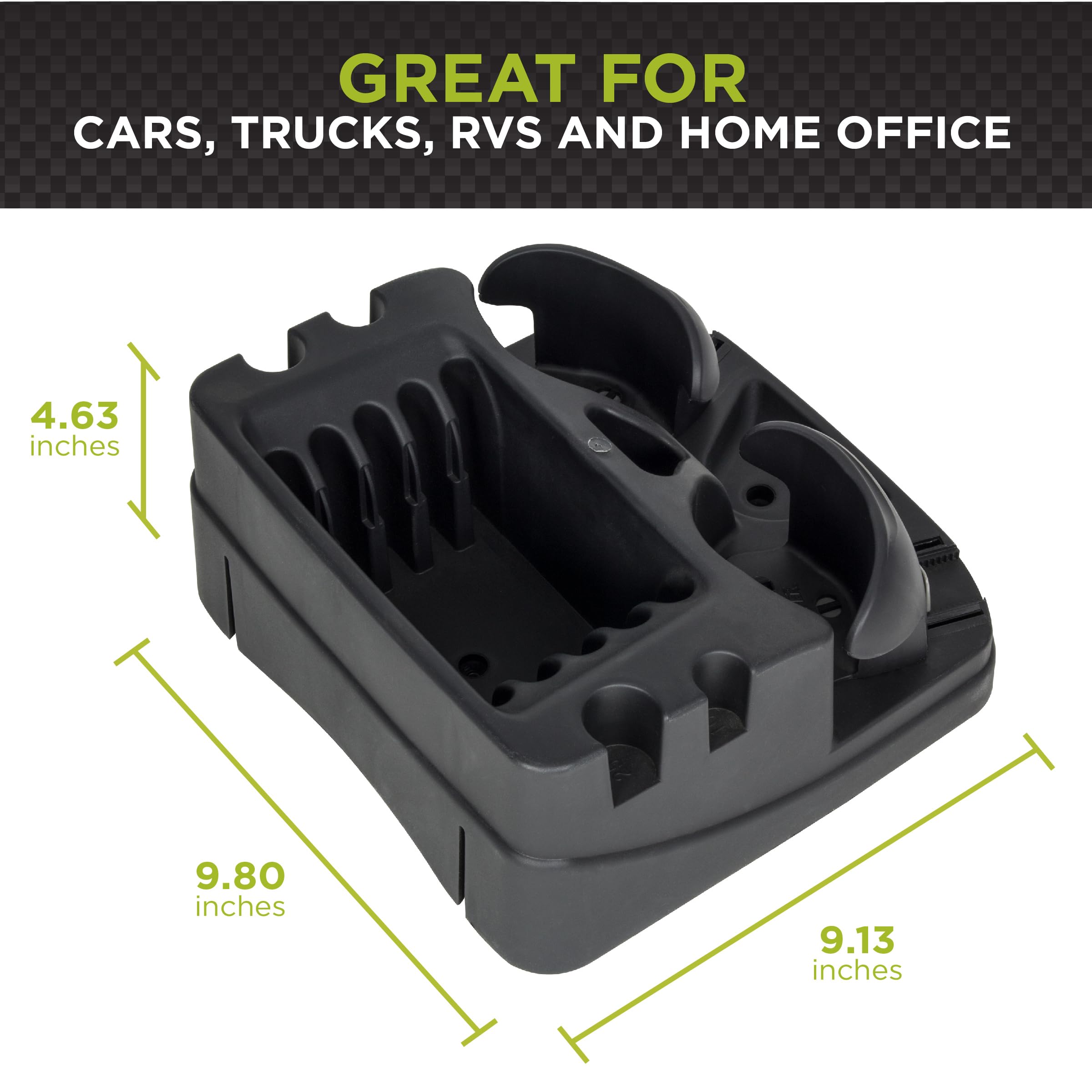 Mini Console GO GEAR Vehicle, Cup Holder & Organizer for Cars, Trucks, SUVs and More, Black (EMIC-BLA)