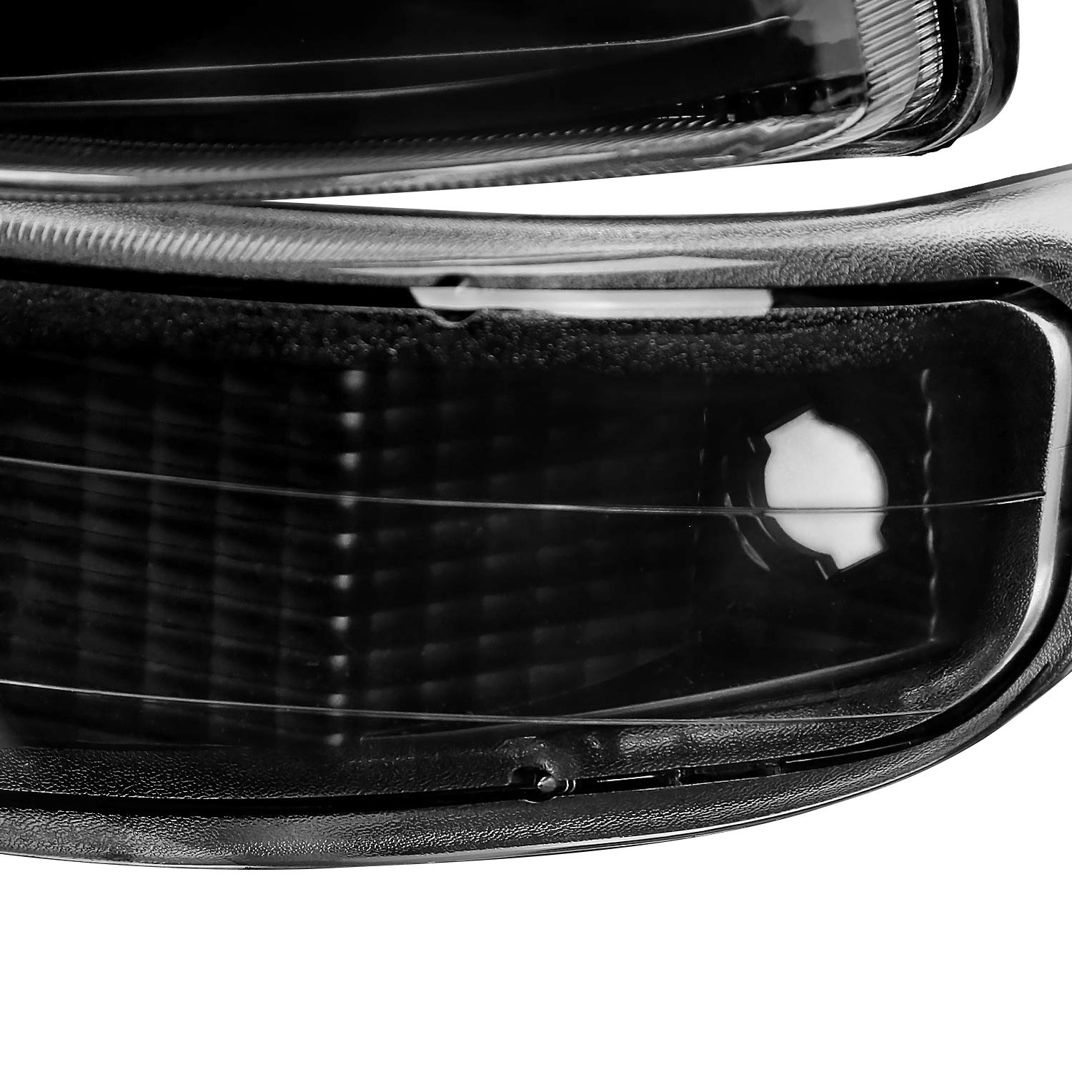 Spec-D Tuning LED Bar Clear Lens Black Housing Headlights + Bumper Lights 4PC Clear Reflector Compatible with Chevy Silverado 1999-2002, 00-06 Tahoe Suburban, L+R Pair Assembly