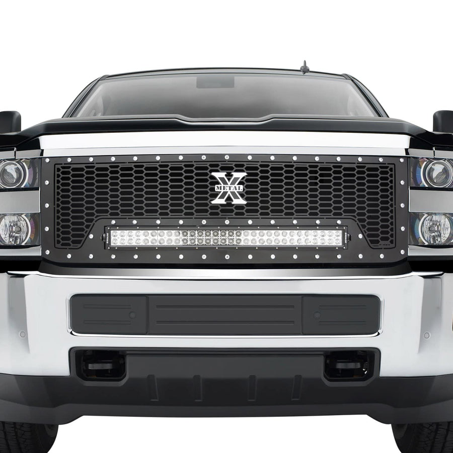 Laser Torch Grille, 2015-2019 Silverado HD, Black, 1 Pc, Replacement, Chrome Studs with (1) 30" LED - PN #7311241