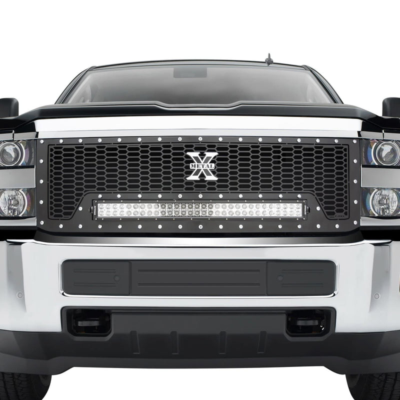 Laser Torch Grille, 2015-2019 Silverado HD, Black, 1 Pc, Replacement, Chrome Studs with (1) 30" LED - PN #7311241
