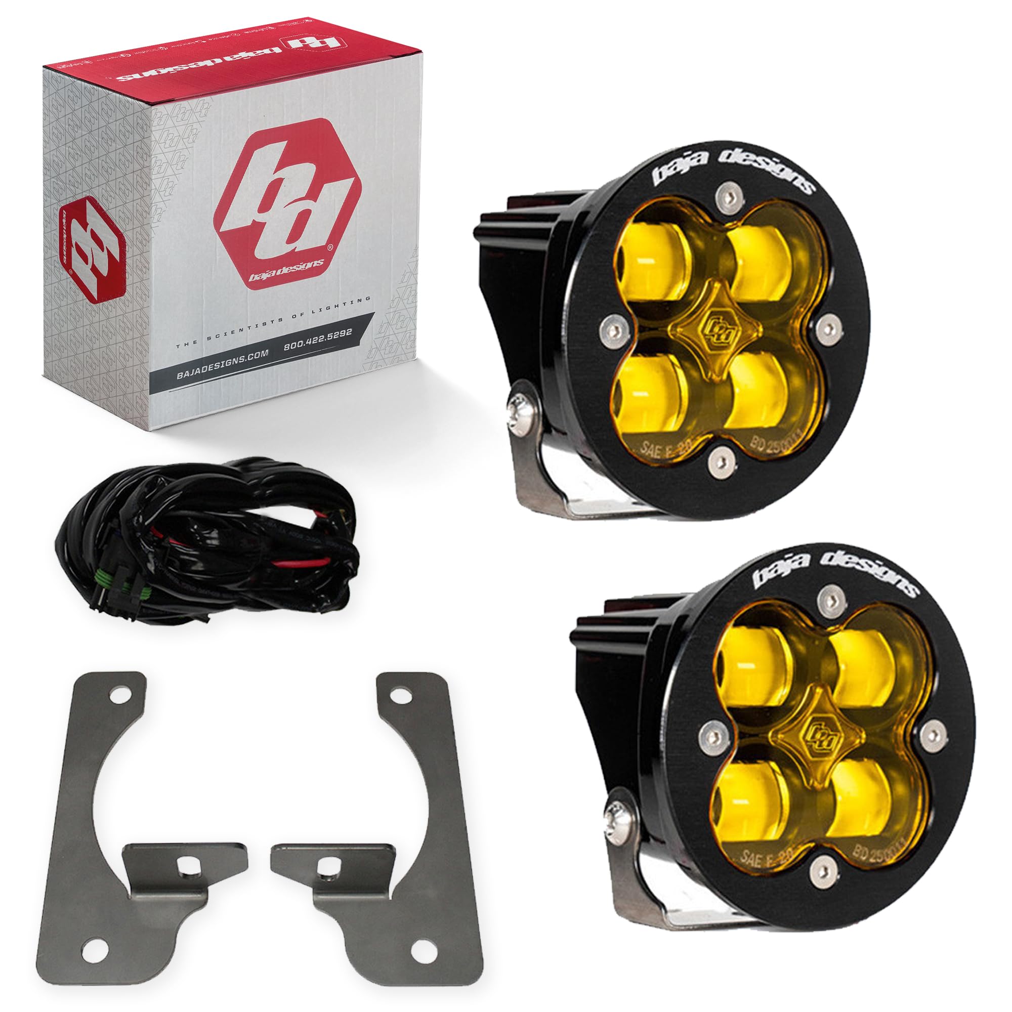 Baja Designs Fog Pocket LED Light Kit Squadron-R fits Jeep Wrangler JK 2007-09 for Premium OEM Bumper (Amber)