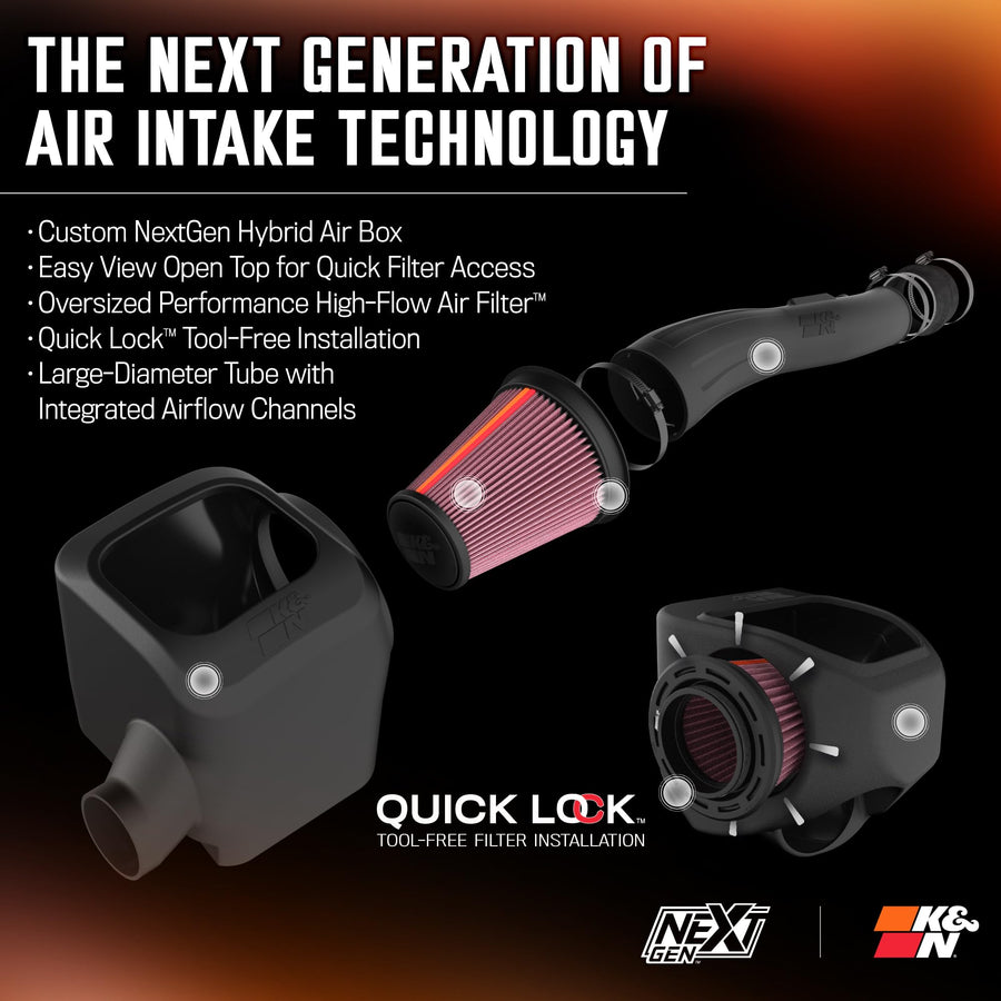 NextGen K&N Cold Air Intake System: High-Flow Cotton Filter: Compatible with 2016-2023 TOYOTA: Tacoma 2016-2023, 50-9039