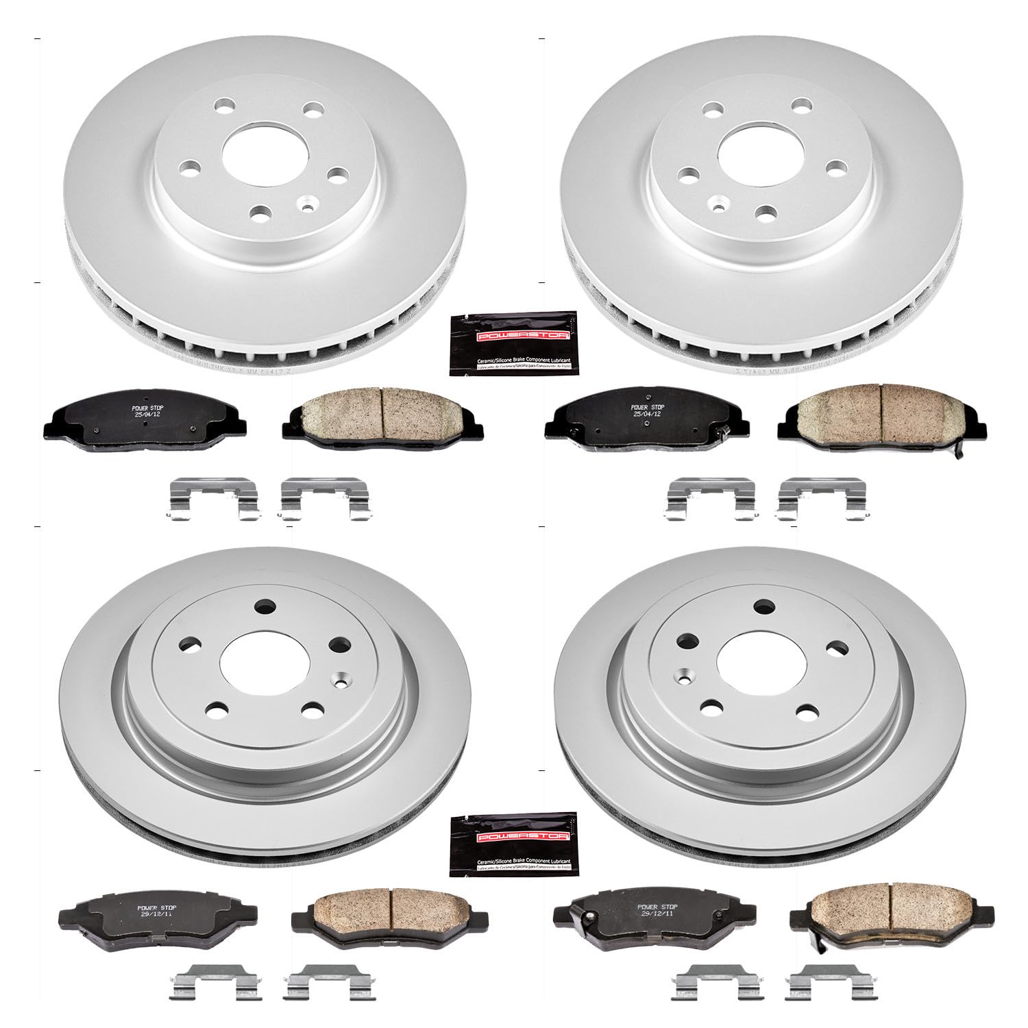 Power Stop CRK4134 Brake Rotor & Coated Ceramic Brake Pads- front & rear For Cadillac CTS 2008-2014 [Model Specific]