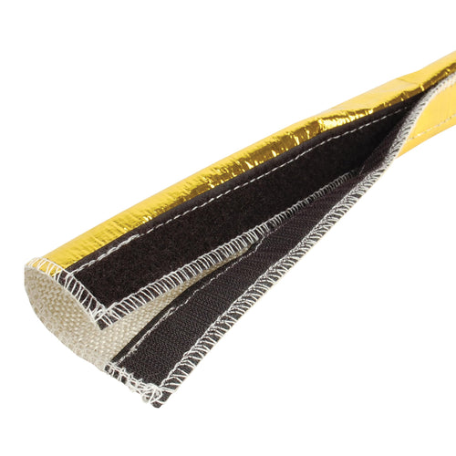 Heat Shroud Design Engineering 010458 Gold 1/2" - 1-1/4" I.D. x 3ft Line Sleeving Hi-Temp Protection up to 800°F (with Hook and Loop Closure)