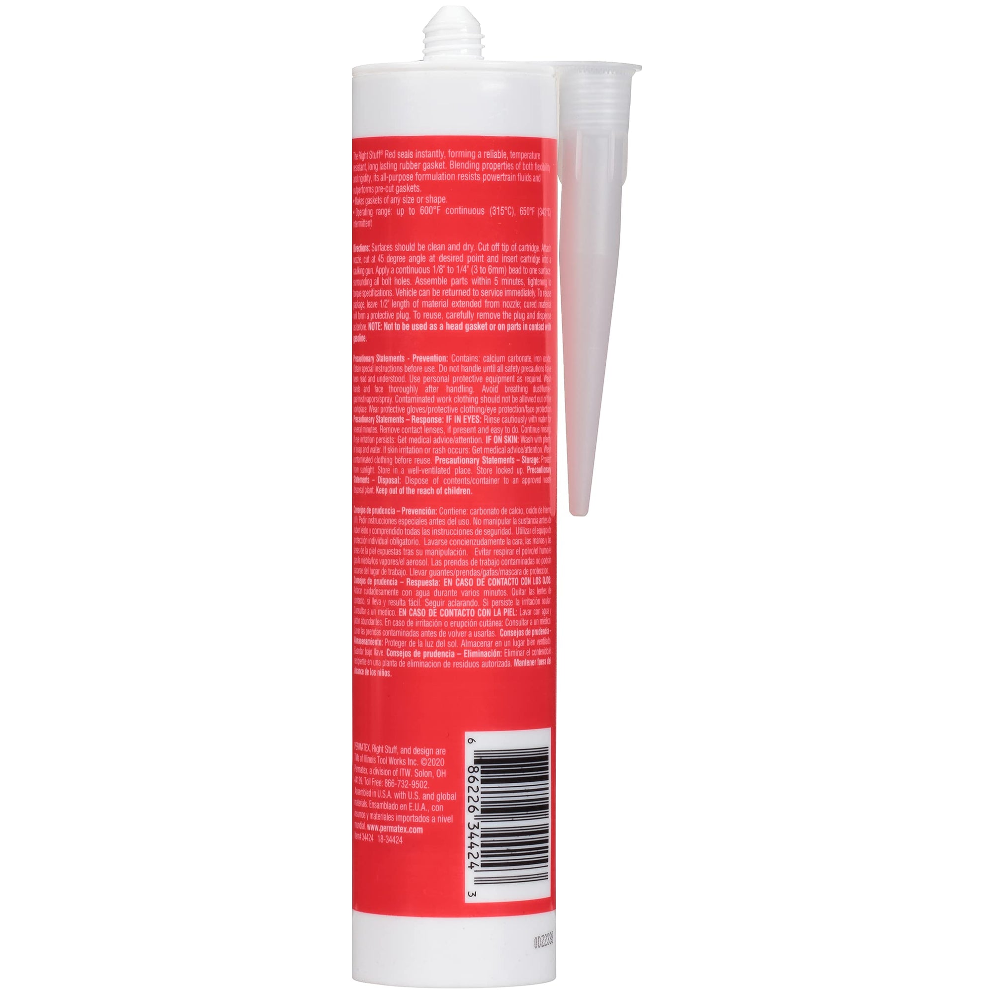 Permatex Right Stuff 34424 1 Minute Red High Temperature Gasket Maker, 10 oz
