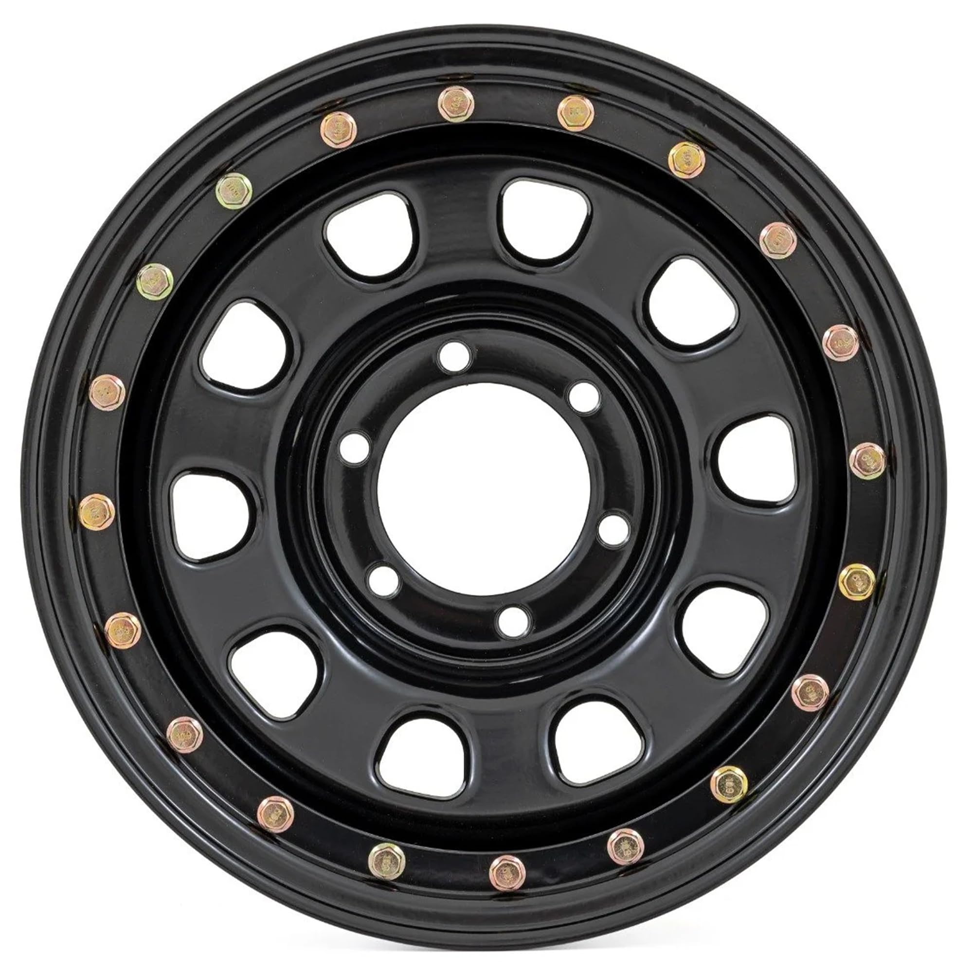 Rough Country 15x8 Black Steel Wheel Simulated Beadlock - 5x4.5, 19mm Offset, 3.30 Bore, Heavy-Duty Off-Road Rim for Trucks, Jeeps & SUVs