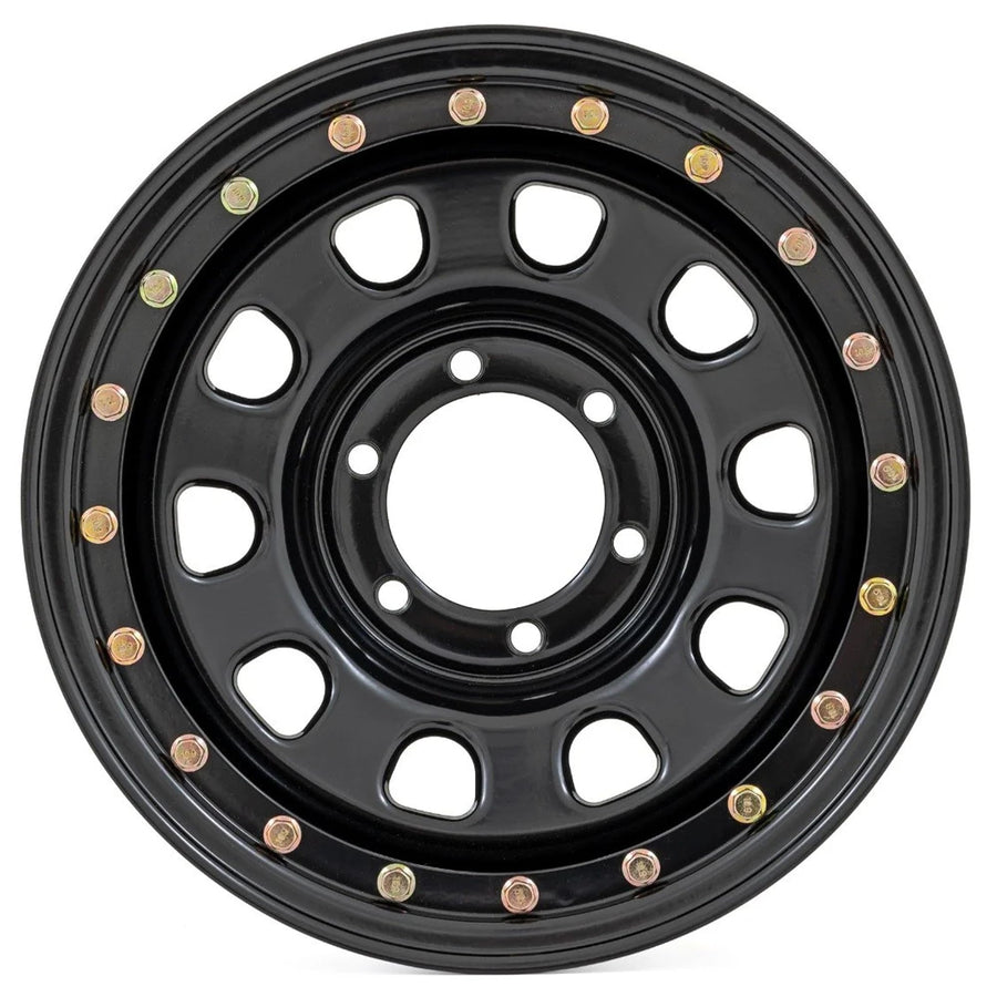 Rough Country 15x8 Black Steel Wheel Simulated Beadlock - 5x4.5, 19mm Offset, 3.30 Bore, Heavy-Duty Off-Road Rim for Trucks, Jeeps & SUVs