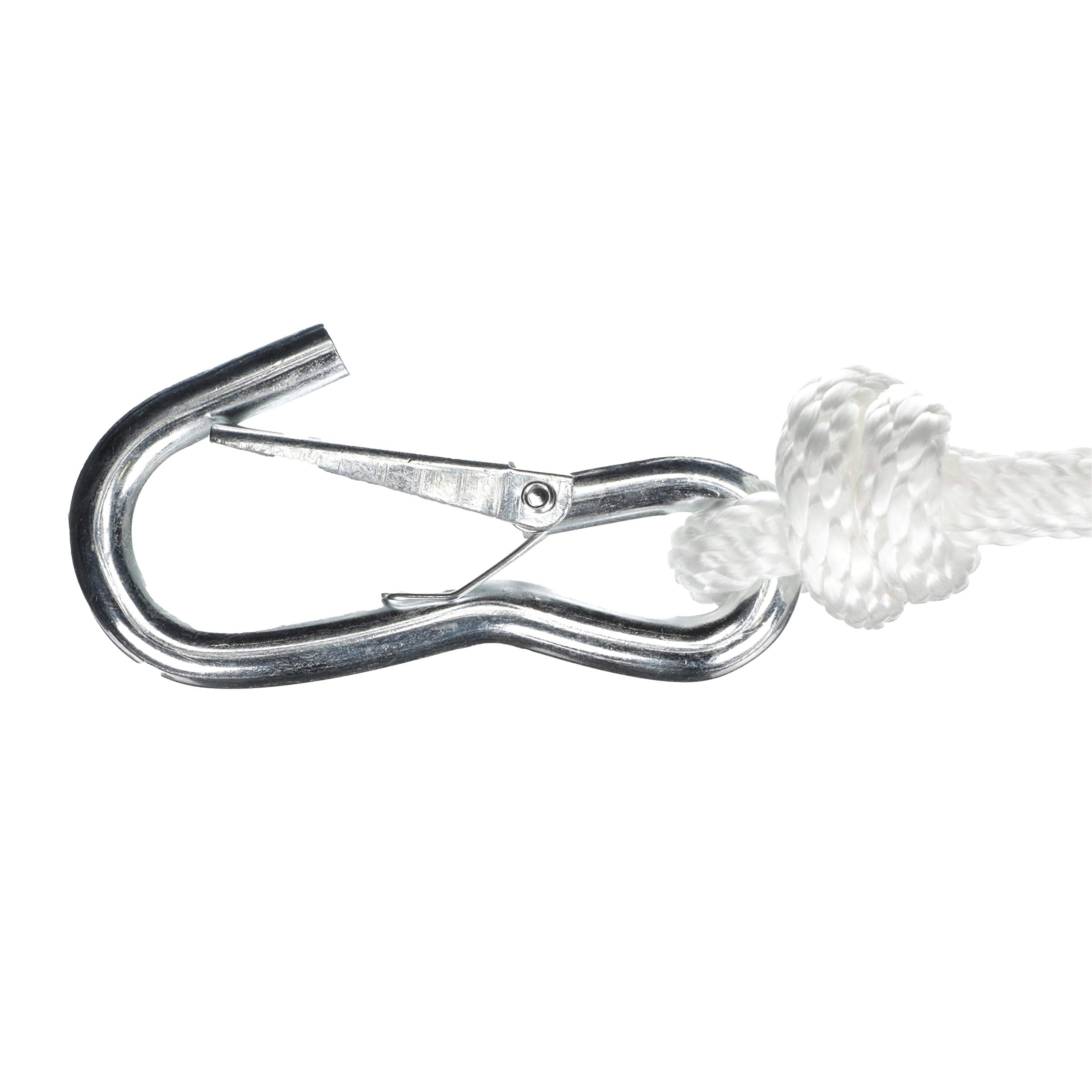 Solid Braid Attwood 11723-7 Multifilament Polypropylene Anchor Line with Spring Hook 3/8-Inch x 50-Feet, White