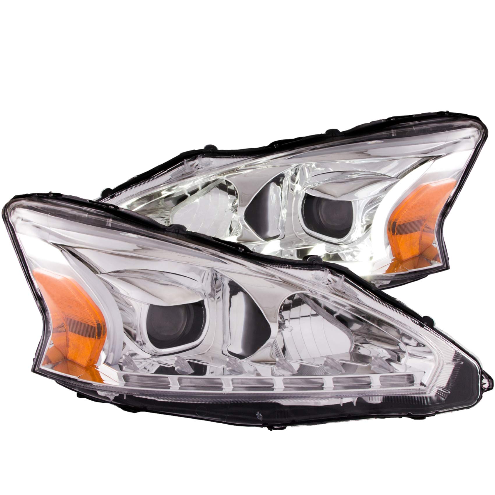 Nissan Altima Anzo USA 121501 13-14 4DR Projector Headlights Chrome Plank Style Design