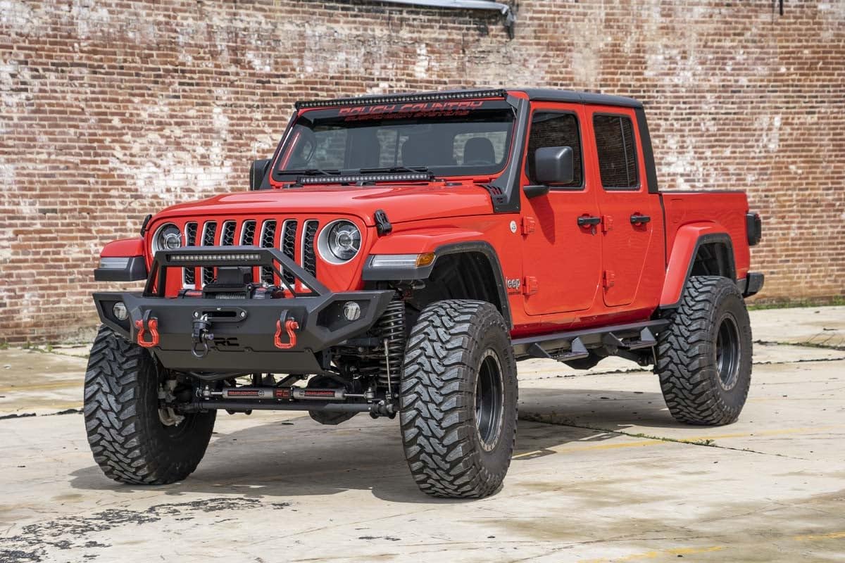 50" Rough Country Dual Row LED Light Bar Upper Windshield Kit for Jeep Wrangler JL (2018-2024)/ Gladiator JT (2020-2024)