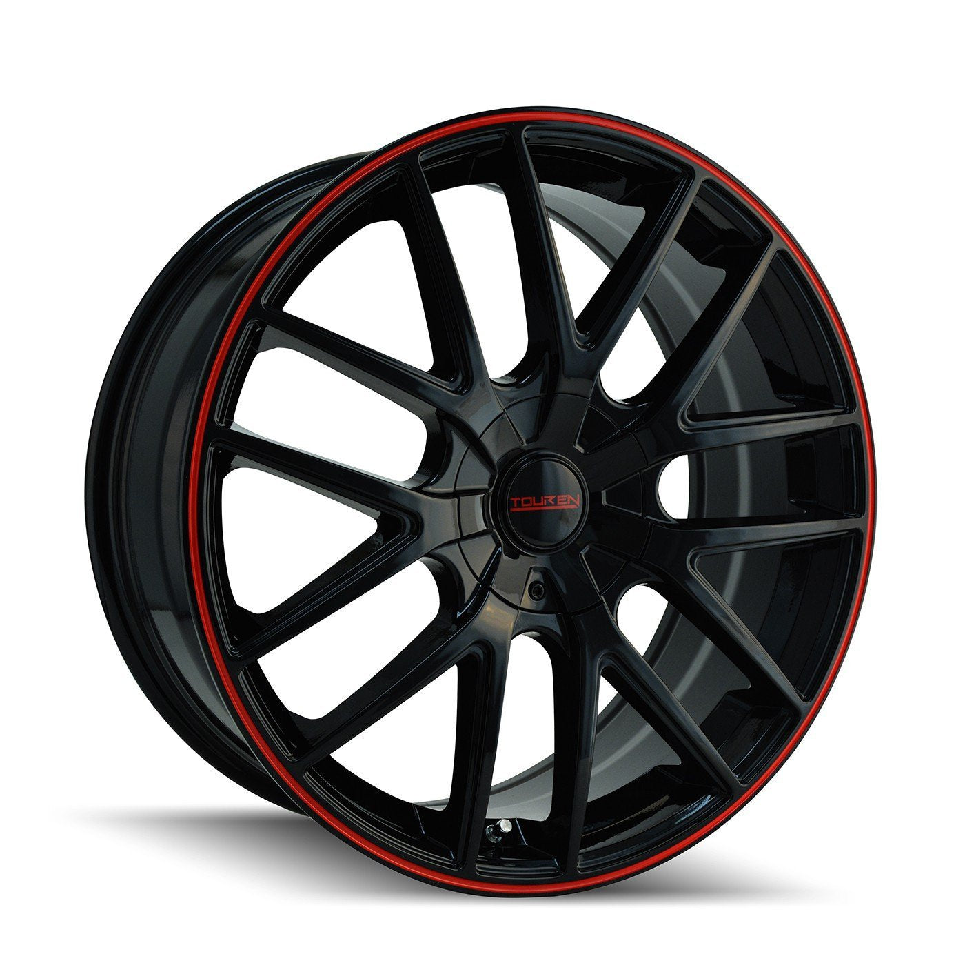 16x7 TR60, Bolt Pattern: 5x112/120, Offset: 42, BLACK/RED RING, set of 1