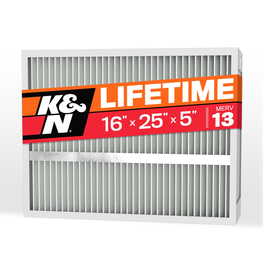 K&N HVAC Furnace Air Filter 16X25X5, Lasts a Lifetime, Washable, Merv 13, the Last Filter You Will Ever Buy, Breathe Safely at Home or in the Office, HVC-13-51625
