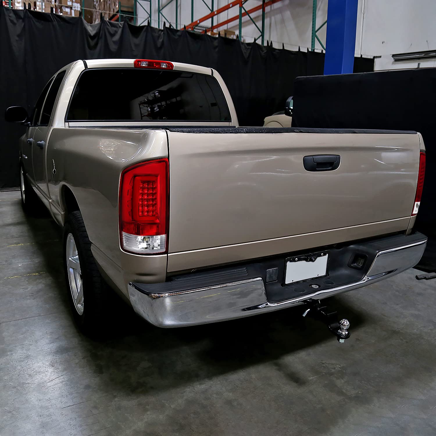 Red LED Bar Tail Lights SPEC-D TUNING Compatible with 2002-2006 Dodge Ram 1500/2500/3500, Left + Right Pair Assembly