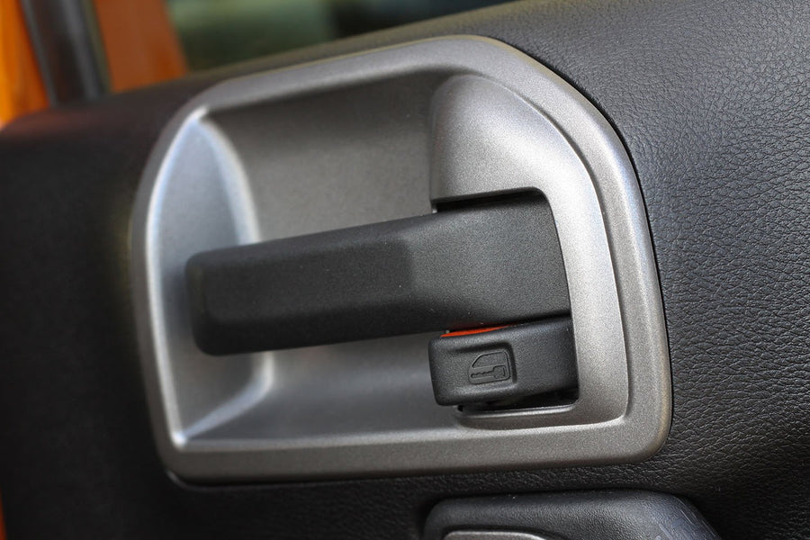 Door Latch Trim Rugged Ridge for Jeep Wrangler JK | Thermoplastic Olefin (TPO), Charcoal | 11157.20 | Fits 2011-2018 Jeep Wrangler JK