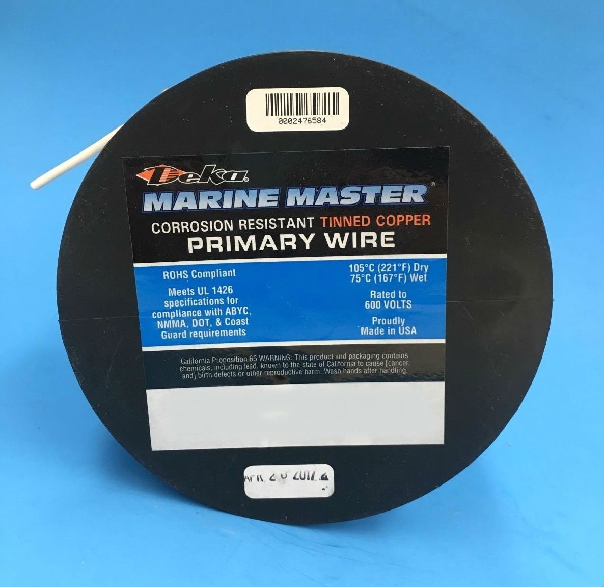 Marine Tinned Copper DEKA 14AWG White Boat Stranded Wire 100 Feet Made in USA