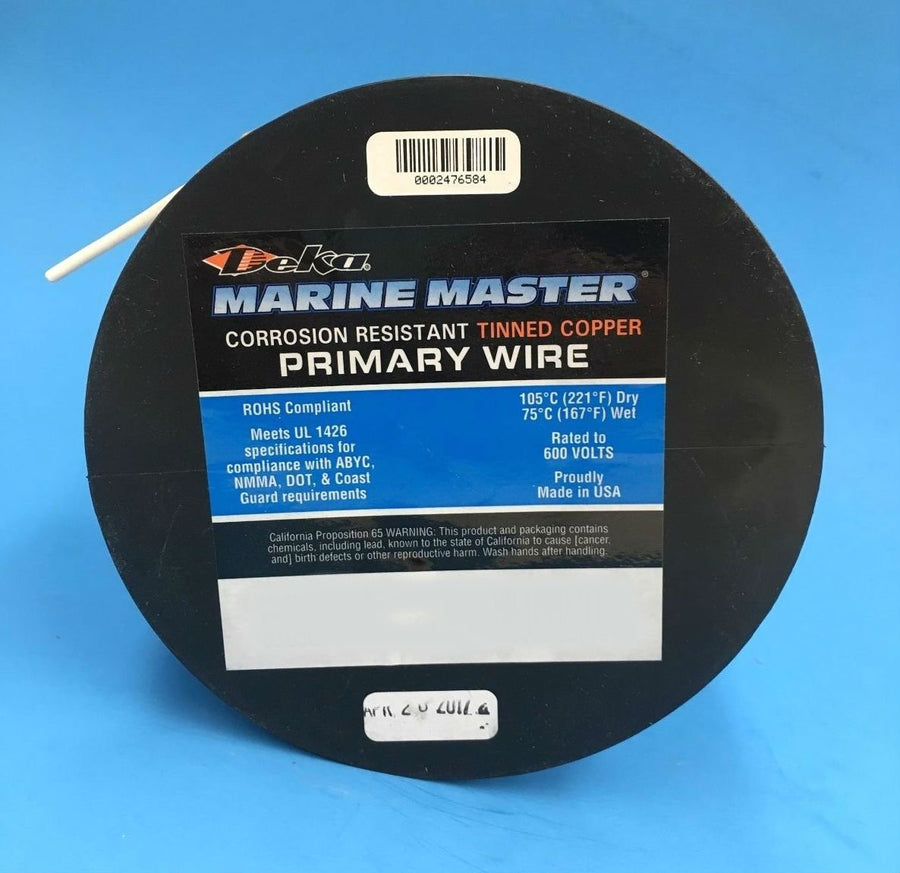 Marine Tinned Copper DEKA 14AWG White Boat Stranded Wire 100 Feet Made in USA