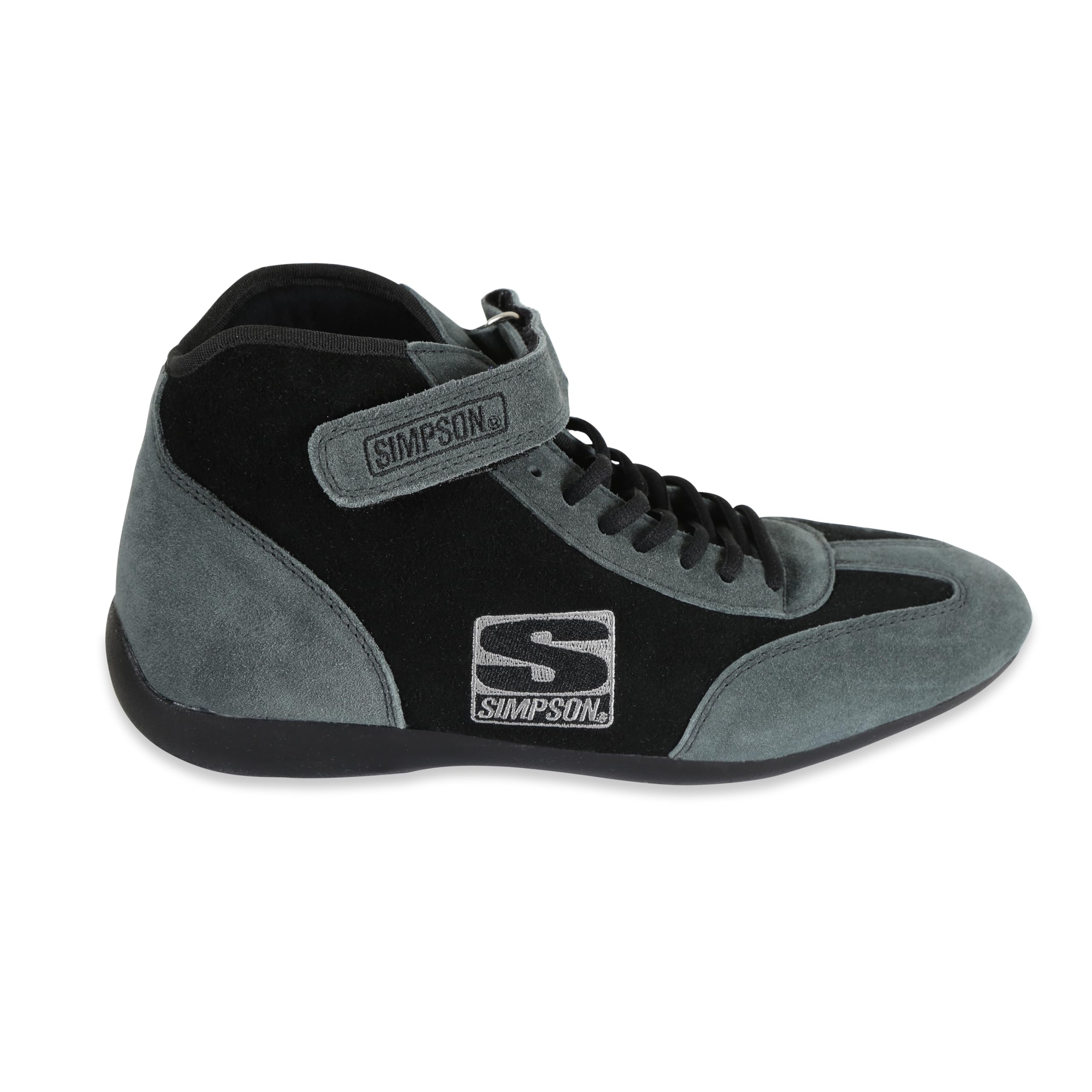 SIMPSON SAFETY MT105BK - Driving Shoe Fusion - Mid-Top - SFI 3.3/5 - Suede Outer - Nomex Inner - Black/Gray - 10.5 Mens / 12 Womens - Pair