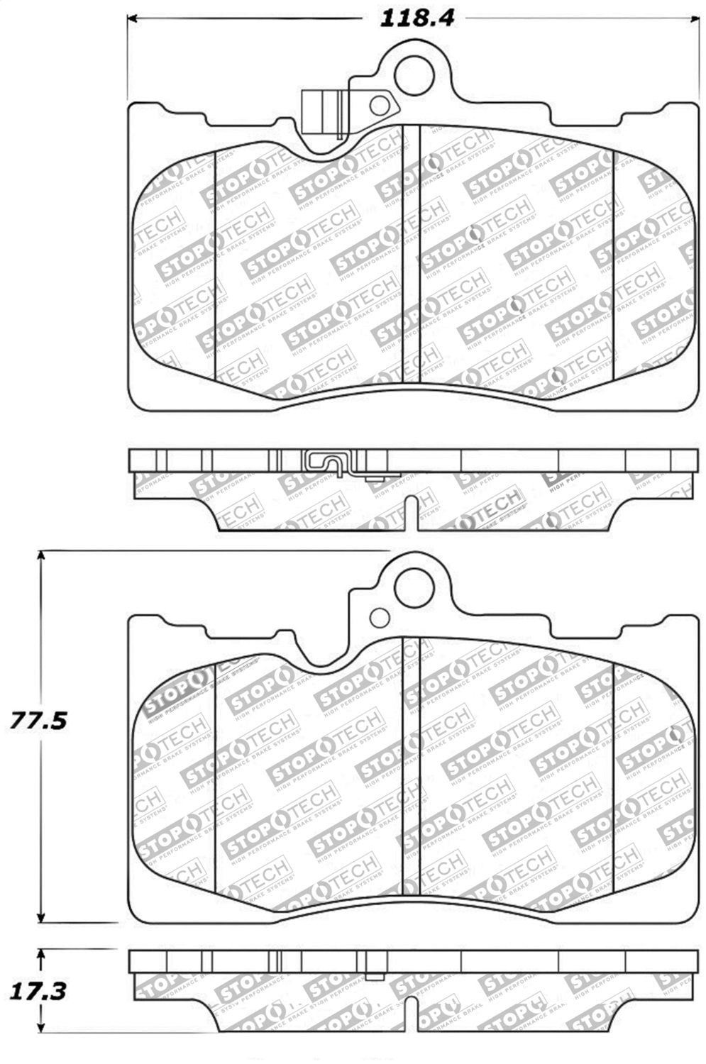 Sport Brake Pads StopTech 309.11180 with Shims and Hardware