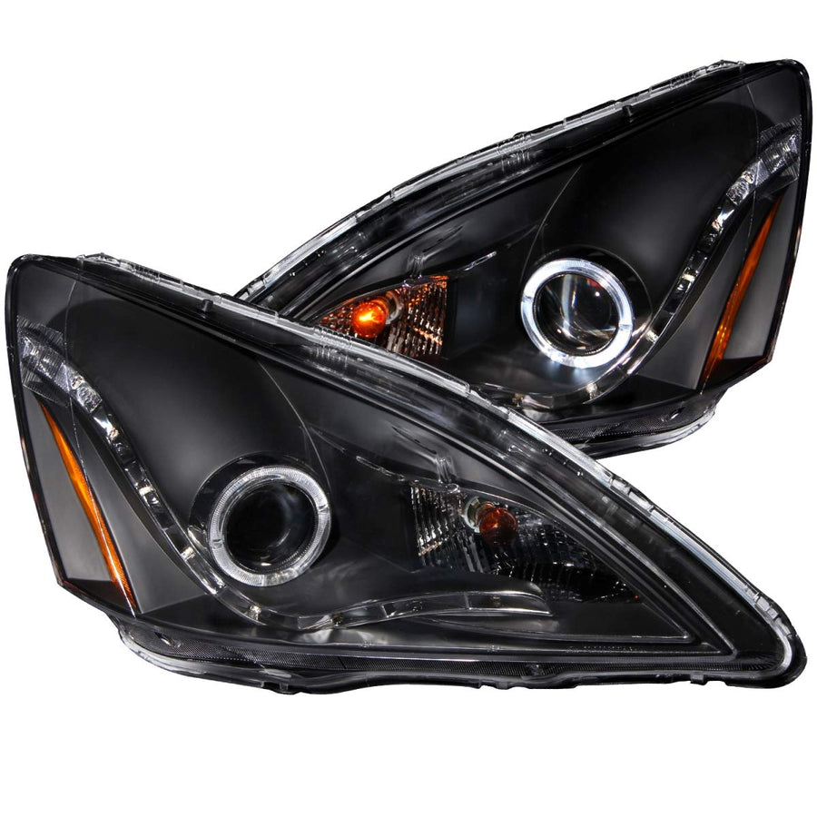 Black Clear AnzoUSA R8 Style Projector Halo Headlight for Honda Accord - (Sold in Pairs)