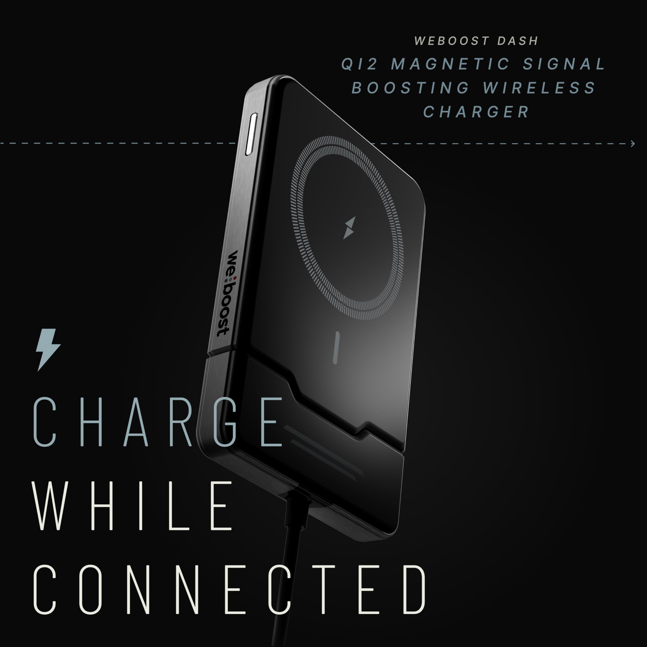 weBoost Cell Phone Signal Booster Dash with Qi2 Wireless Charger | Boosts 5G/4G LTE All US Carriers | for Cars, SUVs, Trucks, Vans | Magnetic Mount | USA Made | FCC Approved