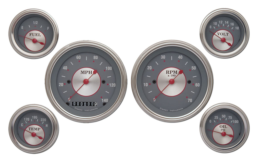 Silver Series Classic Instruments Six Gauge Set SS01SLF