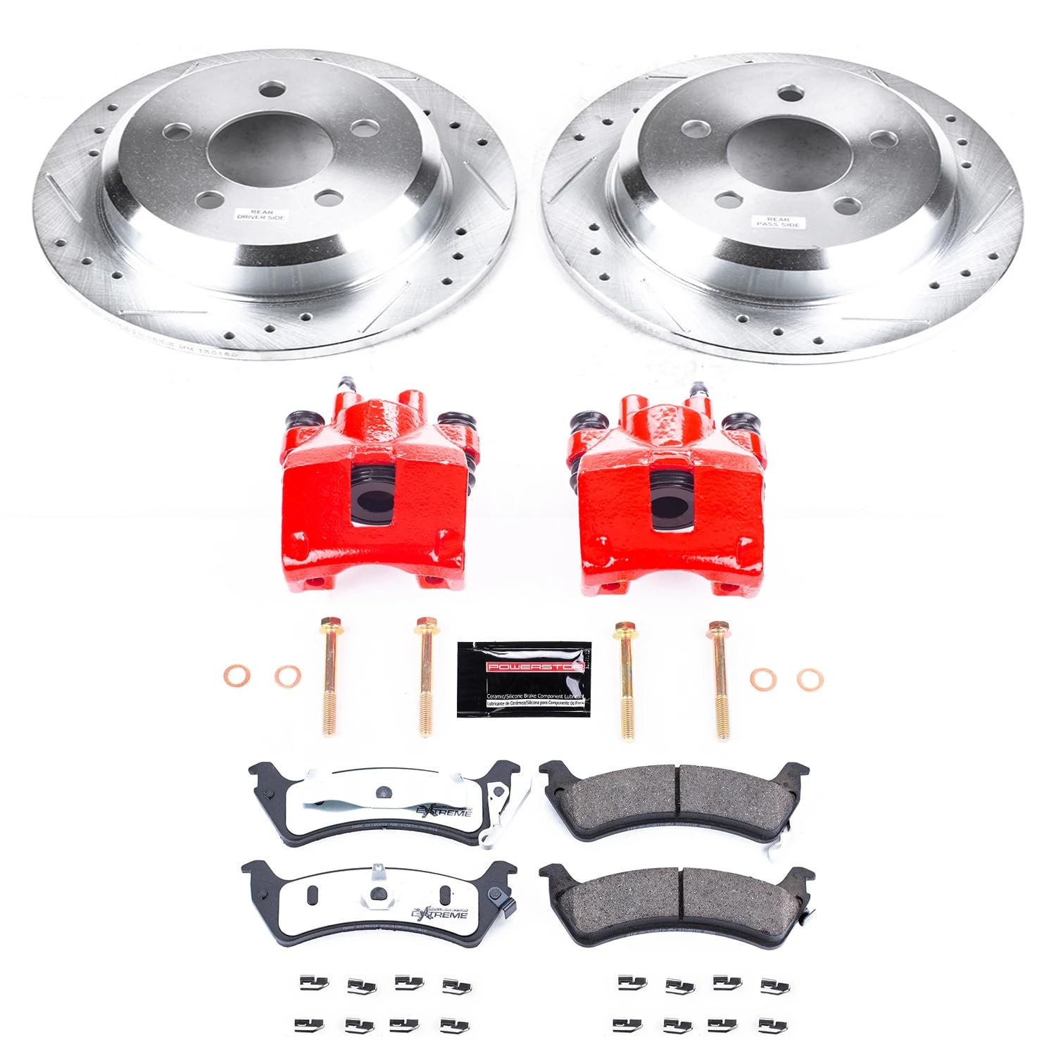 Power Stop Z36 KC2131-36 Truck & Tow Rear Brake Kit-Brake Rotors, Brake Pads & Calipers For Jeep Grand Cherokee 1995-1998 [Model Specific]