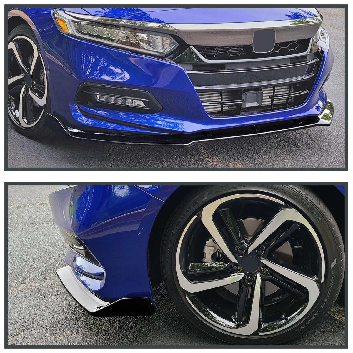 Glossy Black Spec-D Tuning Front Bumper Lip Spoiler Splitter 3PC Compatible with 2018-2020 Honda Accord